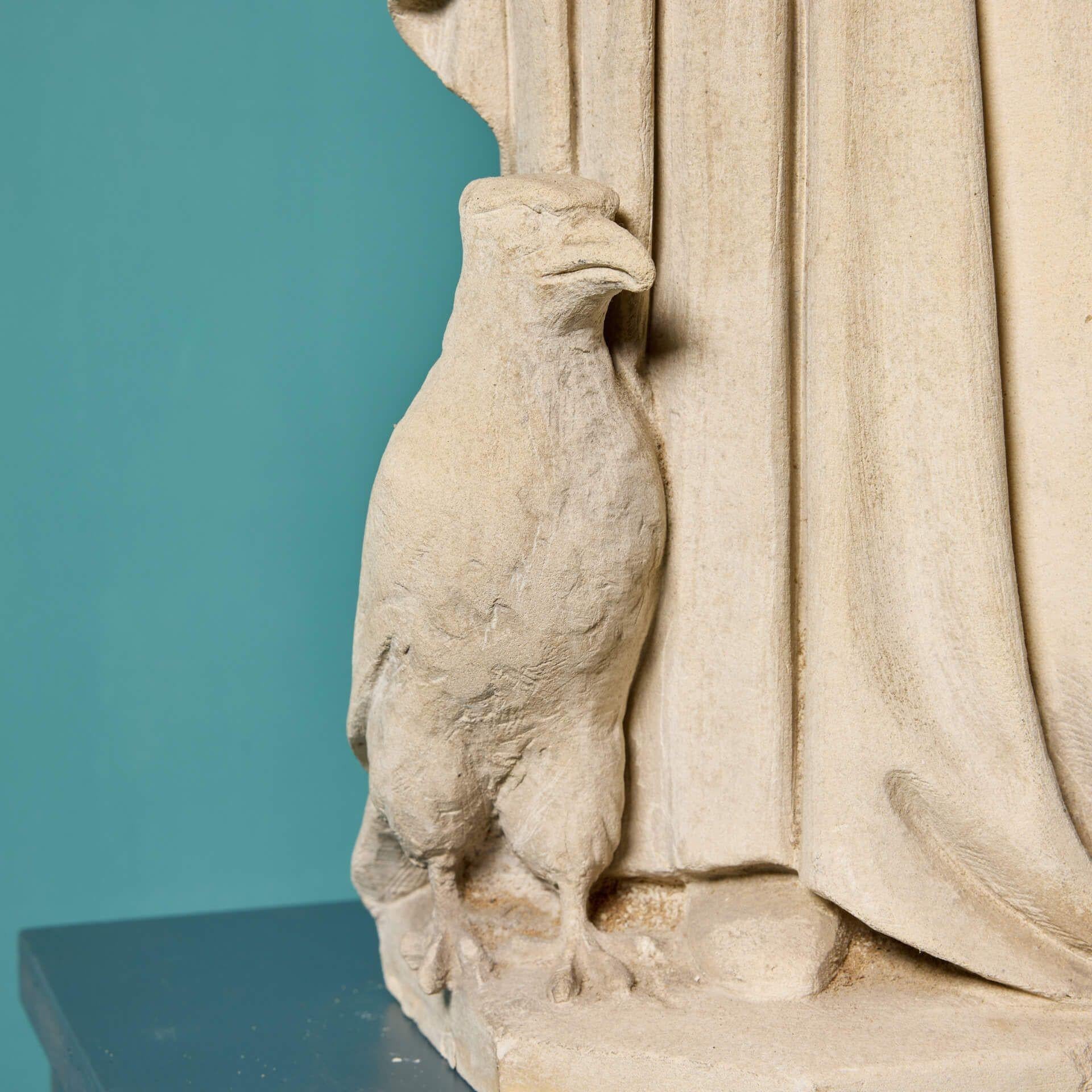 English Antique Carved Limestone Statue of a Scholar For Sale