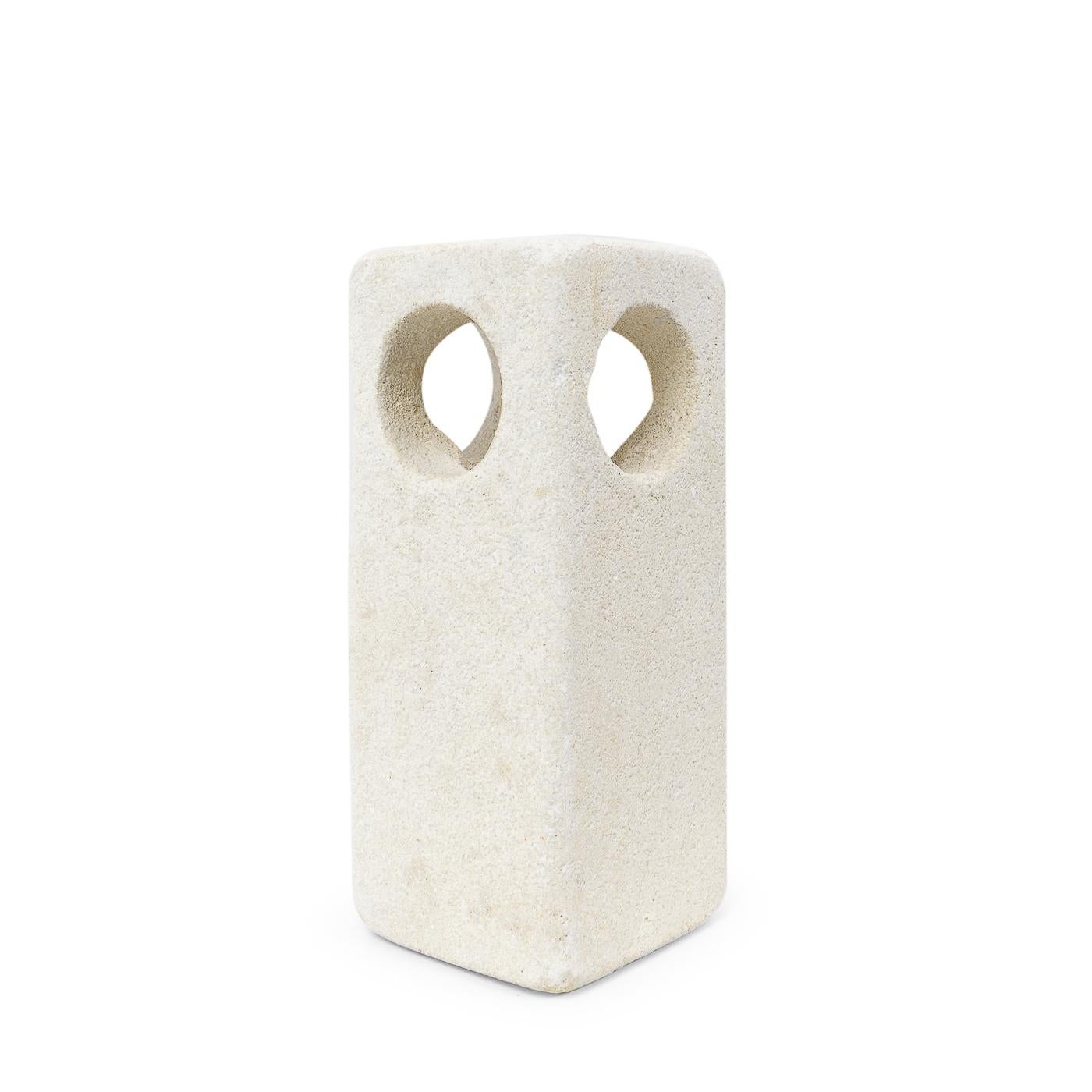 Mid-Century Modern Carved Limestone Table Lamp by Albert Tormos, France, 1970s For Sale