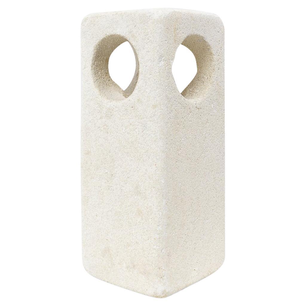 Carved Limestone Table Lamp by Albert Tormos, France, 1970s For Sale