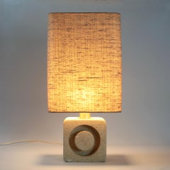 Carved Limestone Table Lamp France 1970