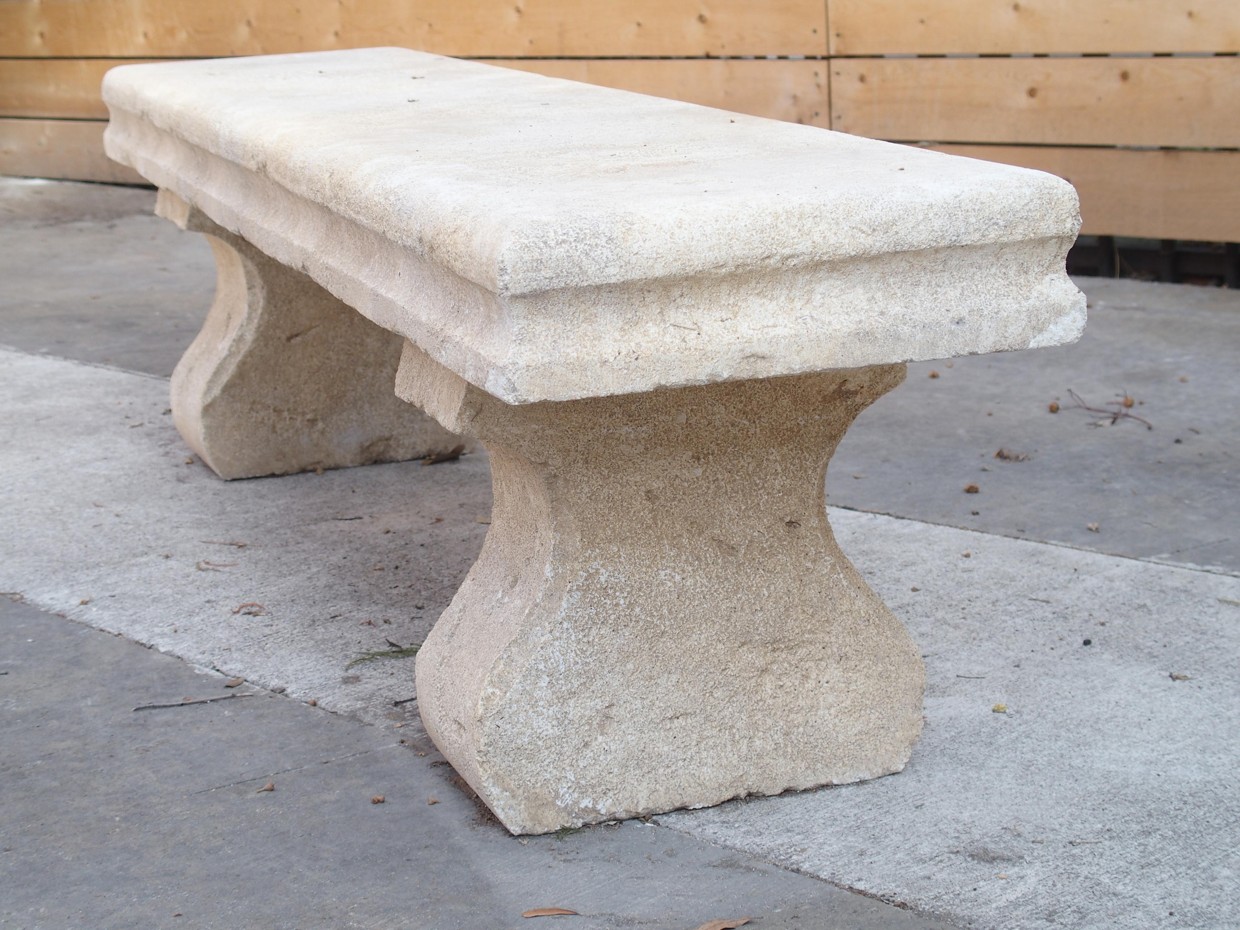 French Carved Limestone Villa Bench from the South of France