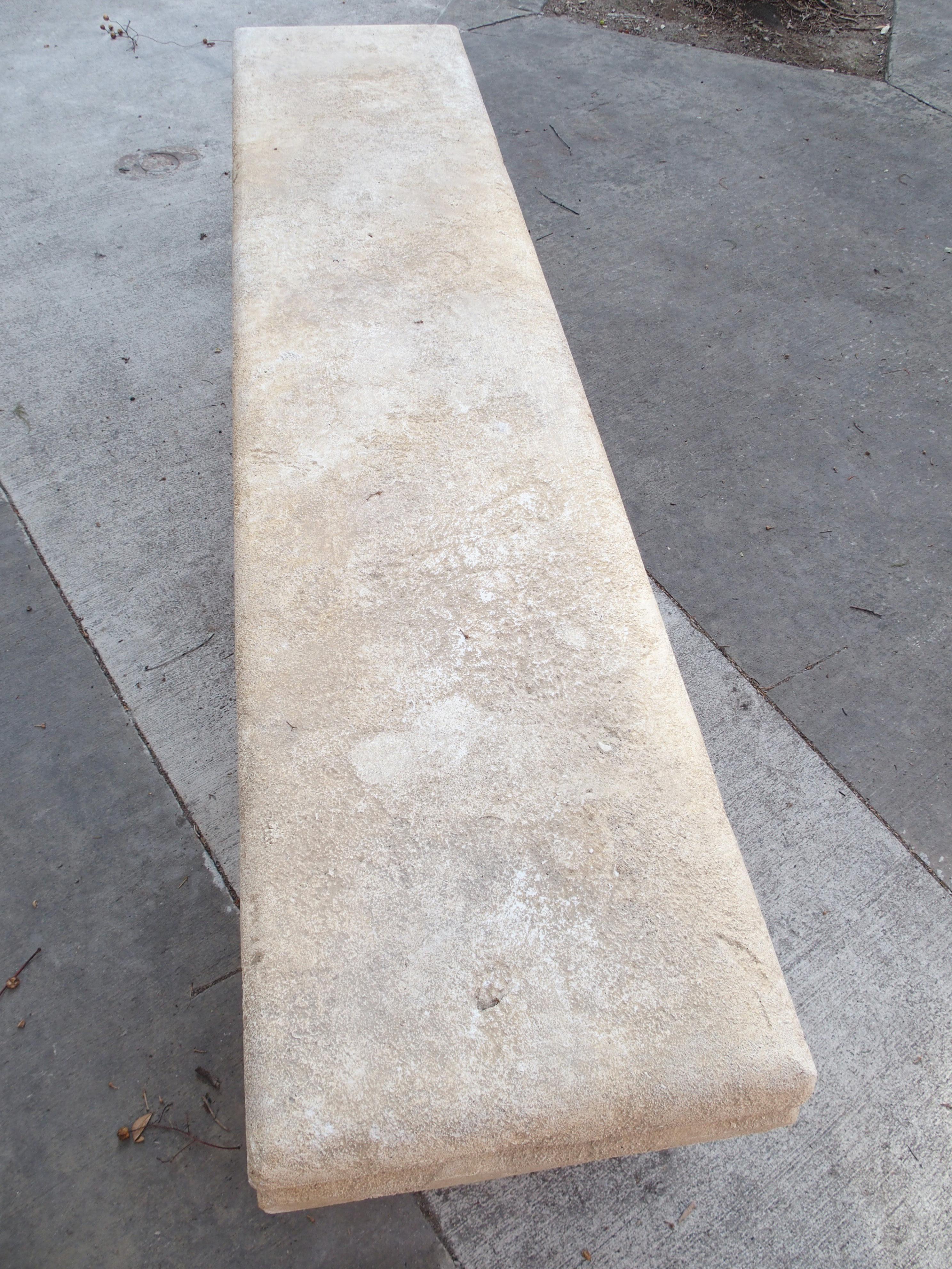 Contemporary Carved Limestone Villa Bench from the South of France