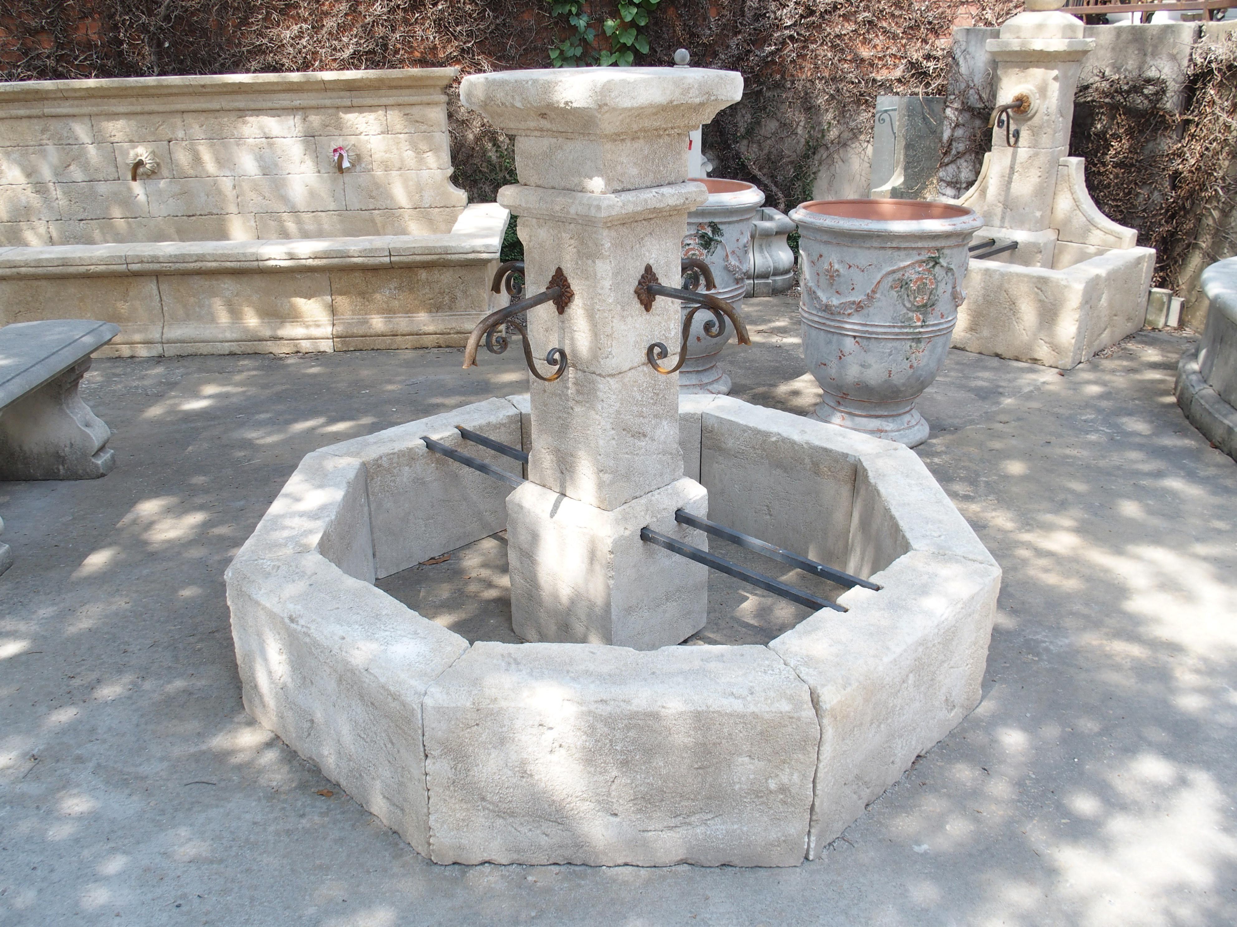 Hand-Carved Carved Limestone Village Fountain from Provence, France