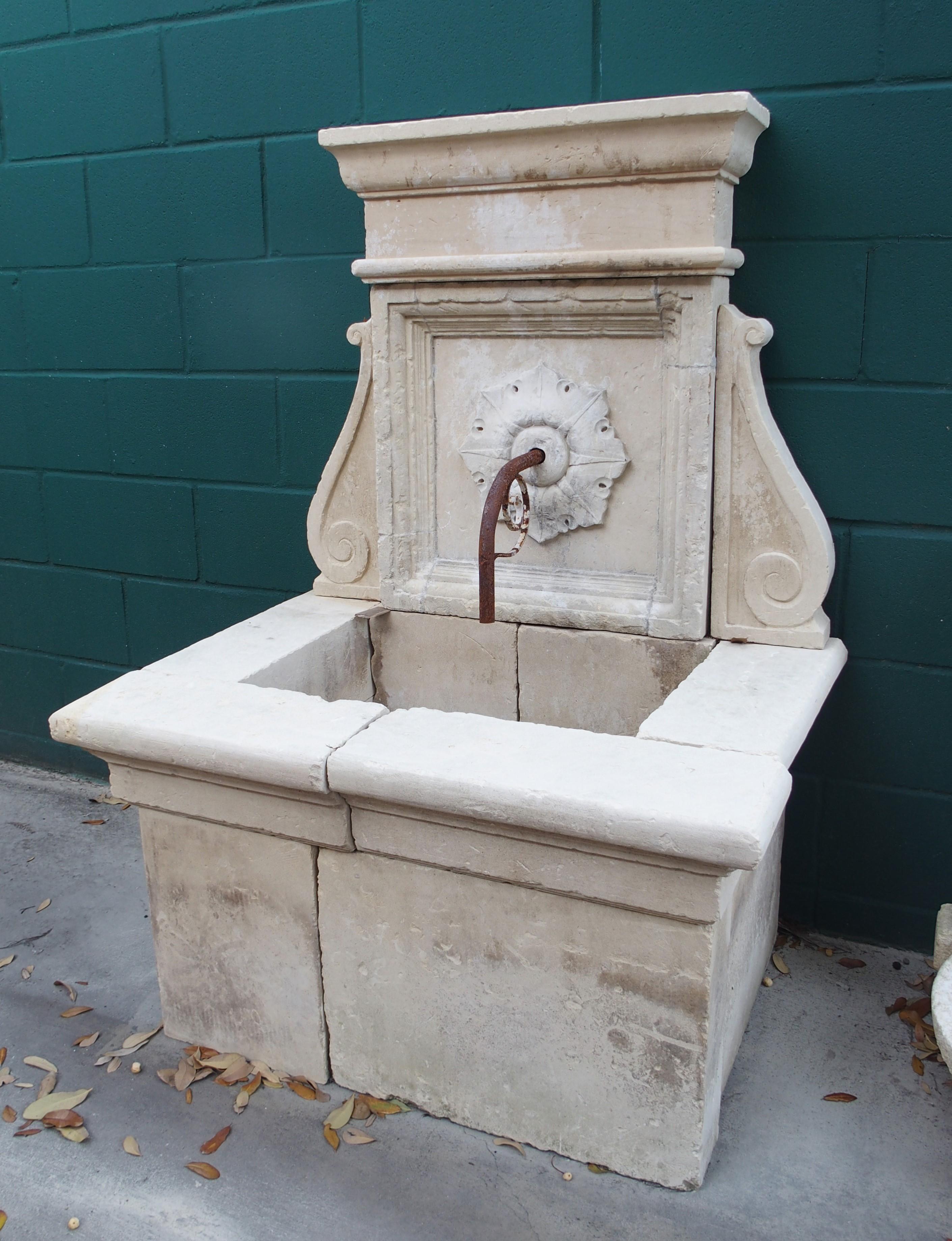 Hand-Carved Carved Limestone Wall Fountain from Lecce, Southern Italy For Sale