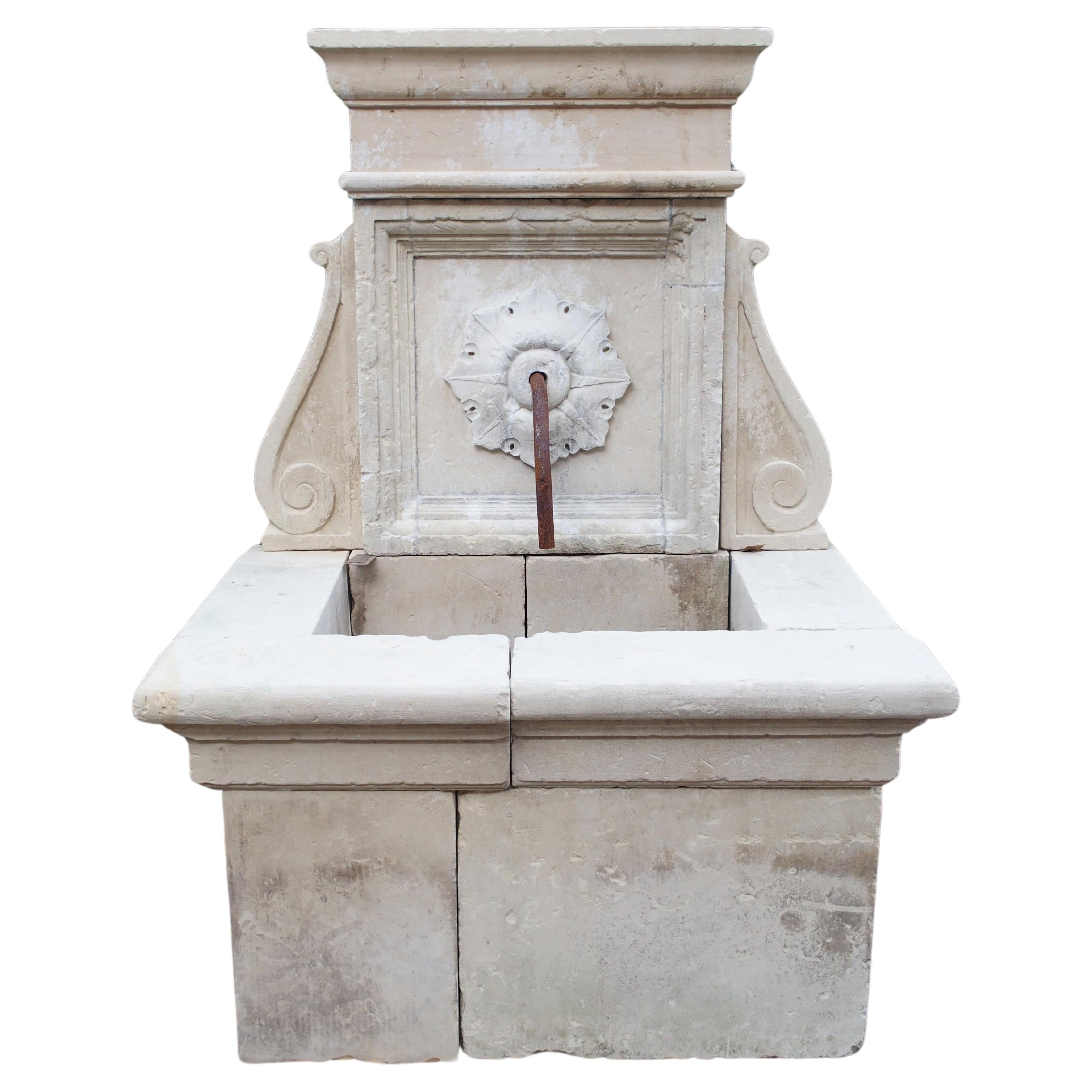 Carved Limestone Wall Fountain from Lecce, Southern Italy For Sale