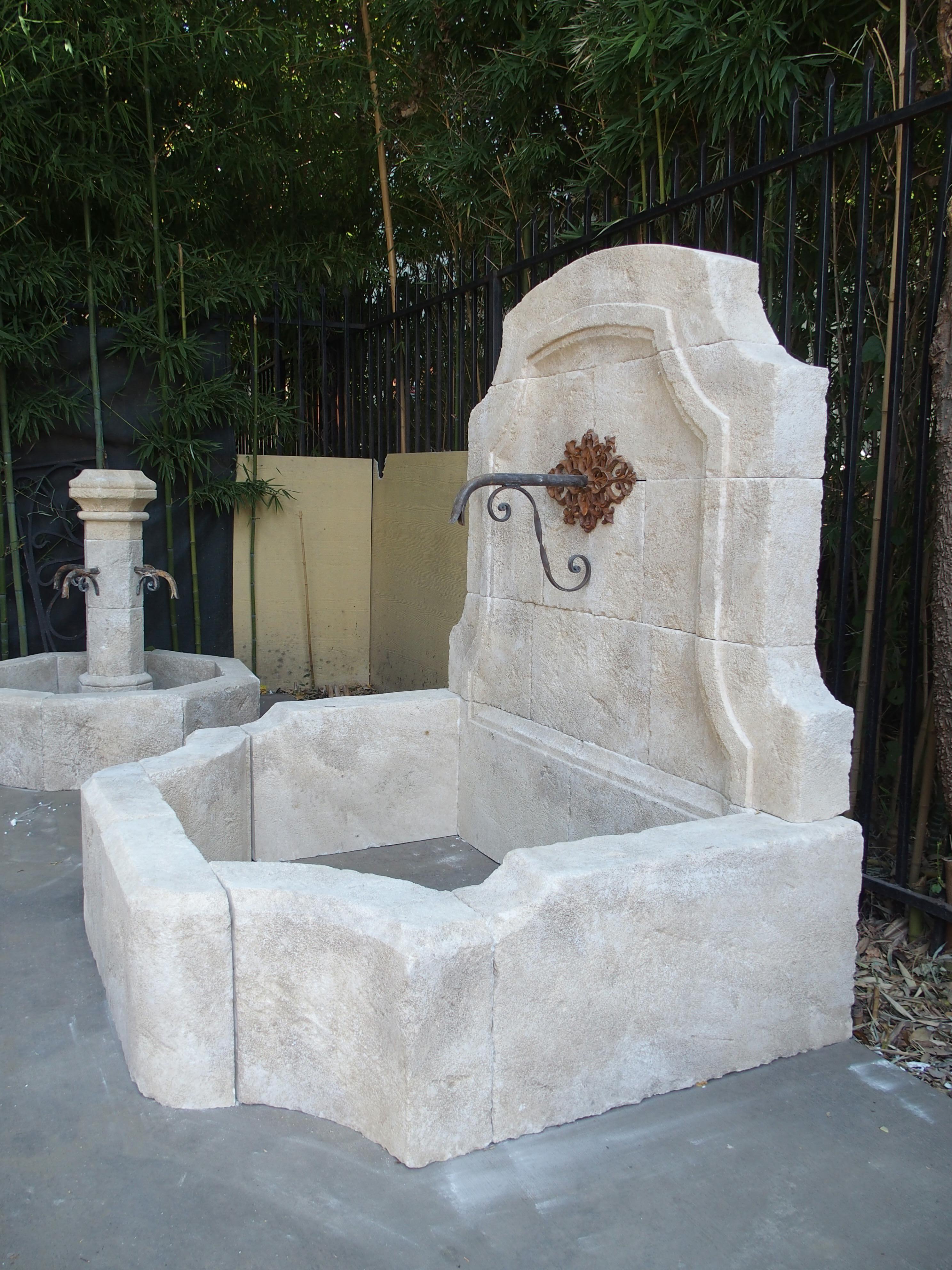 Contemporary Carved Limestone Wall Fountain from the South of France