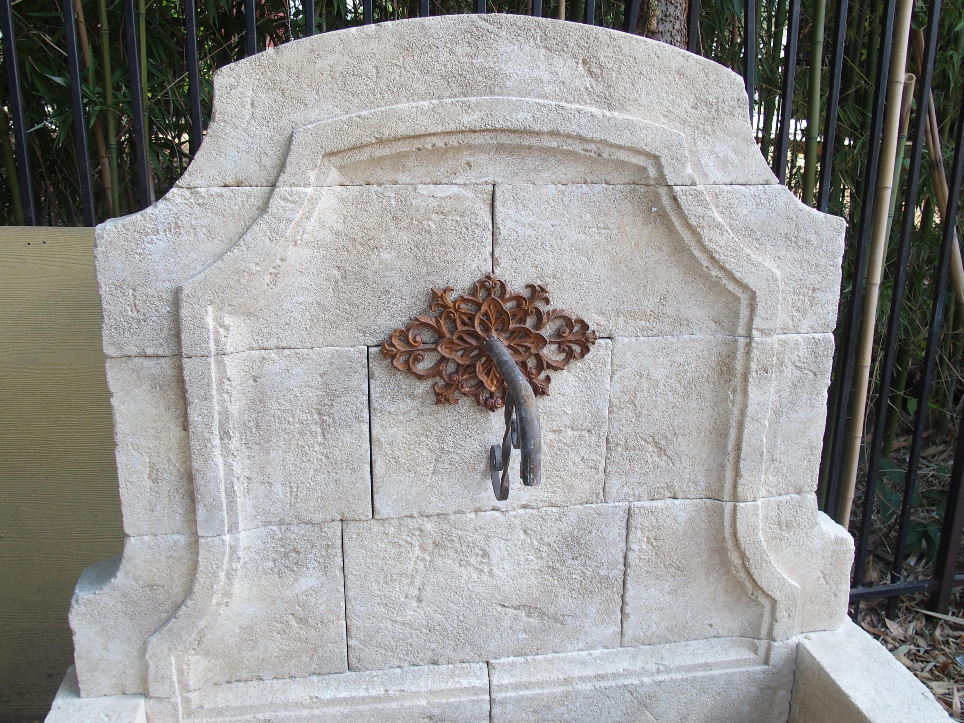 Hand-Carved Carved Limestone Wall Fountain from the South of France