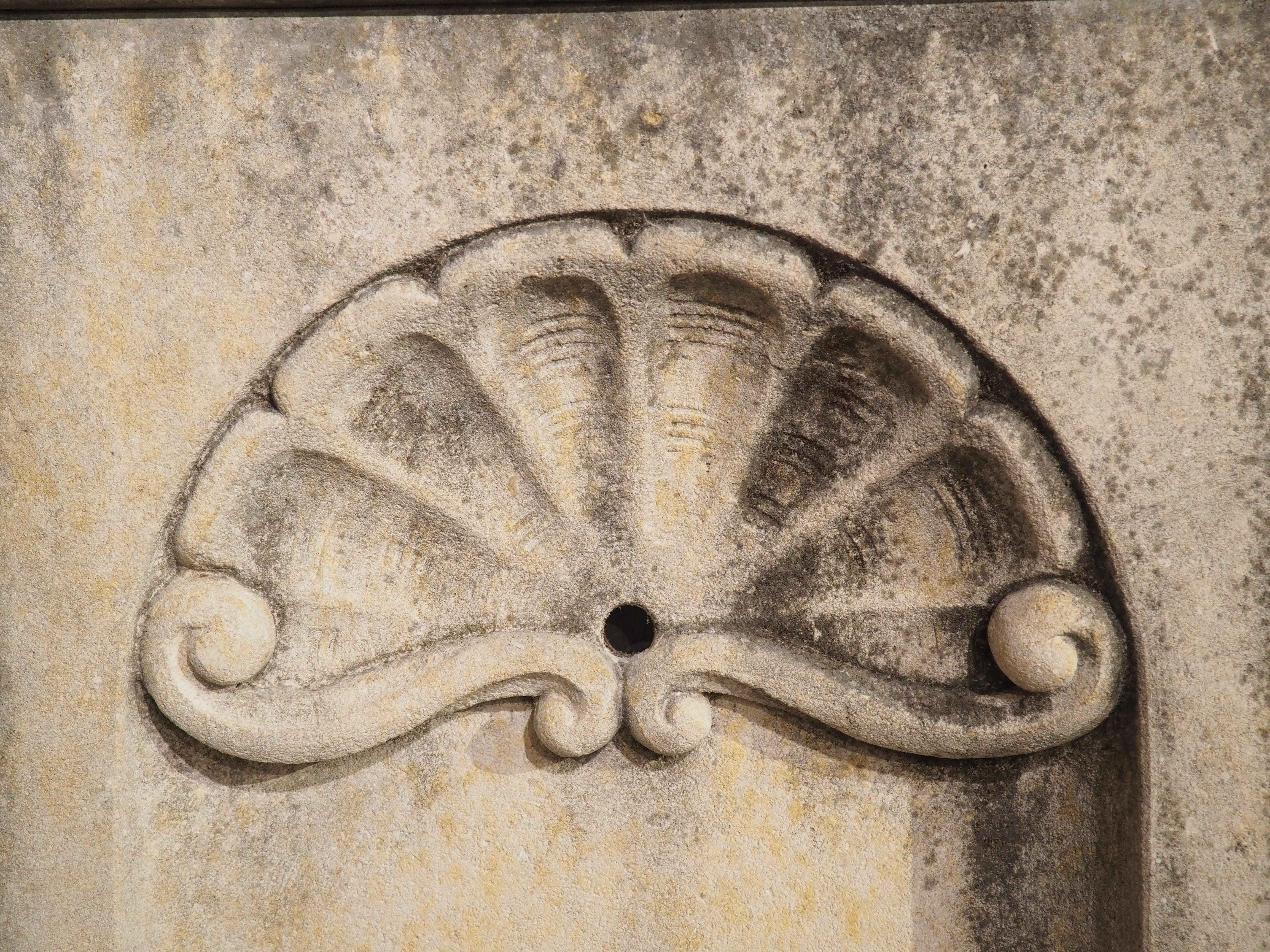 Carved Limestone Wall Fountain with Surround from Veneto, Italy 1