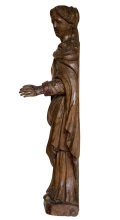 Carved Limewood Figure of St Catherine of Alexandria, 17th Century