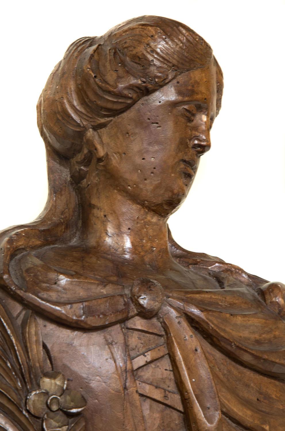 Carved Limewood Figure of St Catherine of Alexandria, 17th Century In Good Condition For Sale In Salisbury, GB