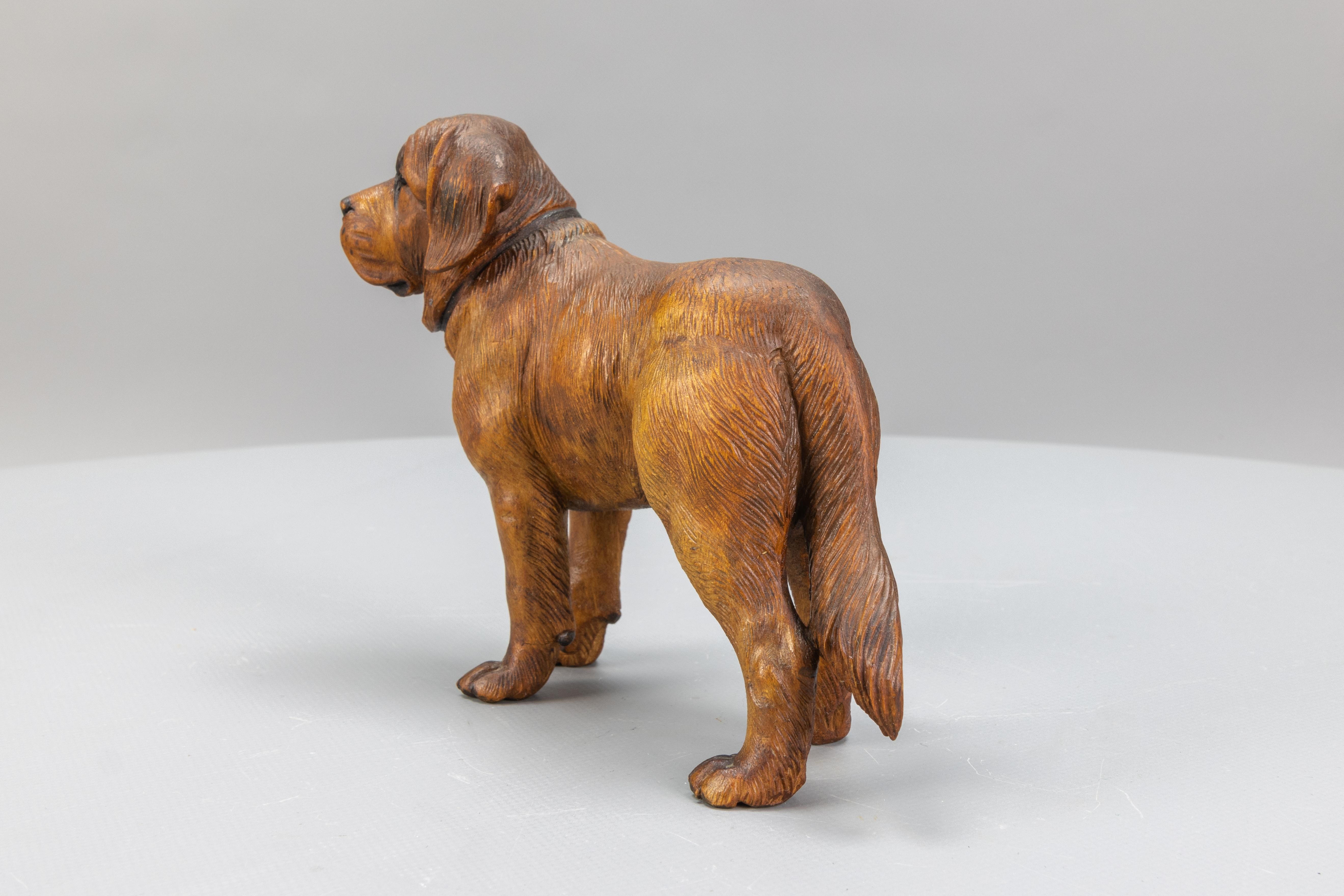 Carved Linden Wood Sculpture of a St. Bernard Dog 4