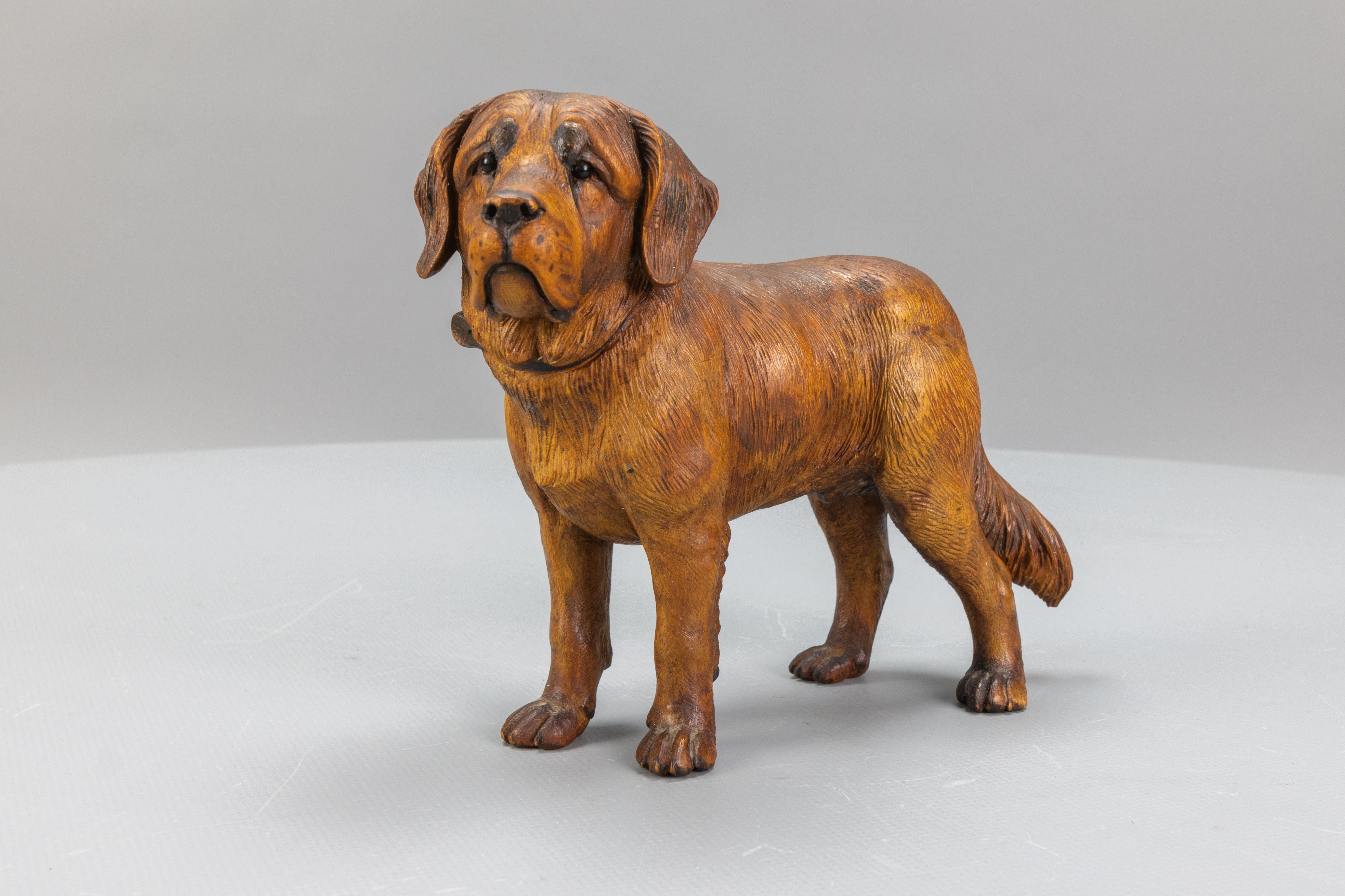 Carved Linden Wood Sculpture of a St. Bernard Dog 8
