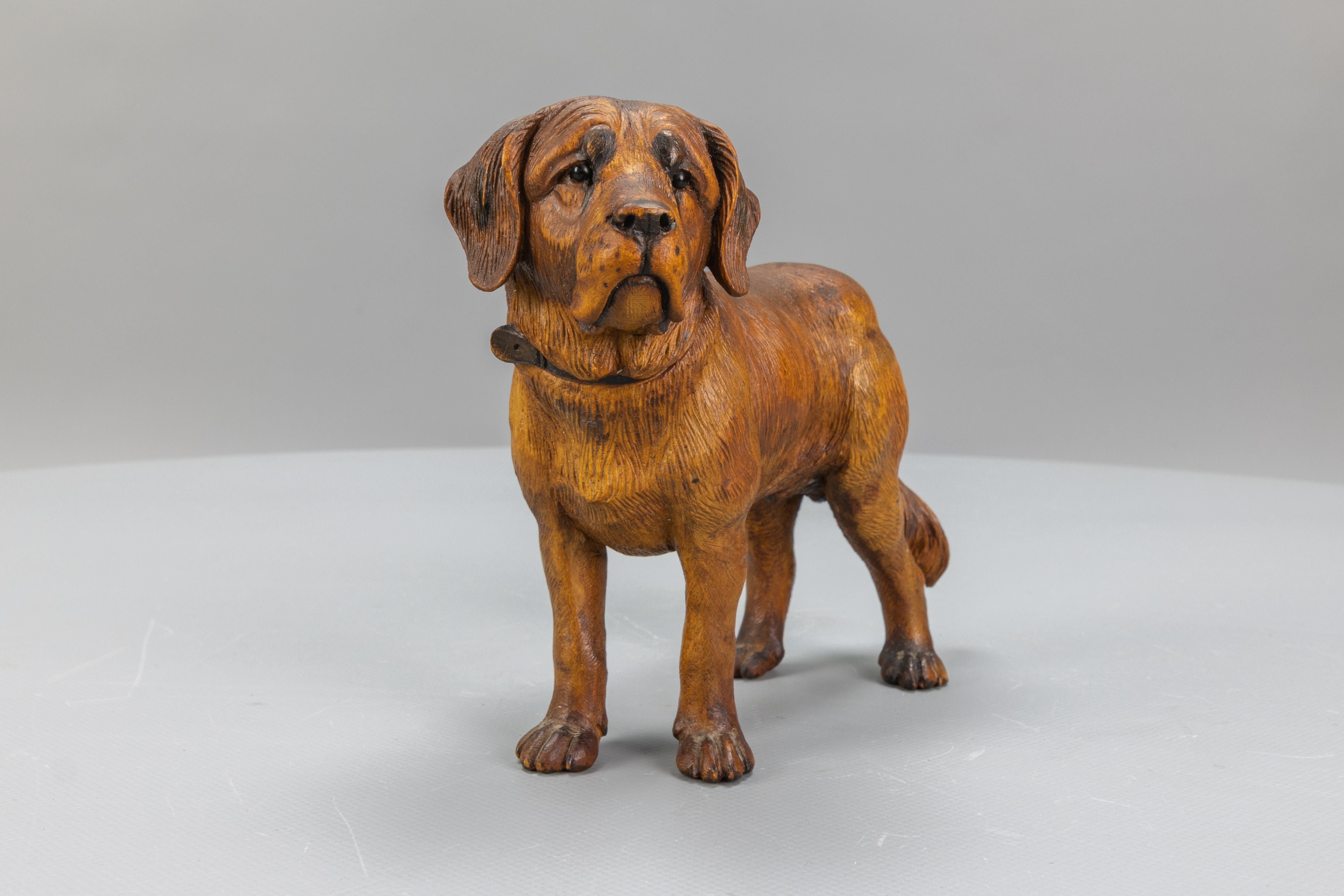 Carved Linden Wood Sculpture of a St. Bernard Dog 10