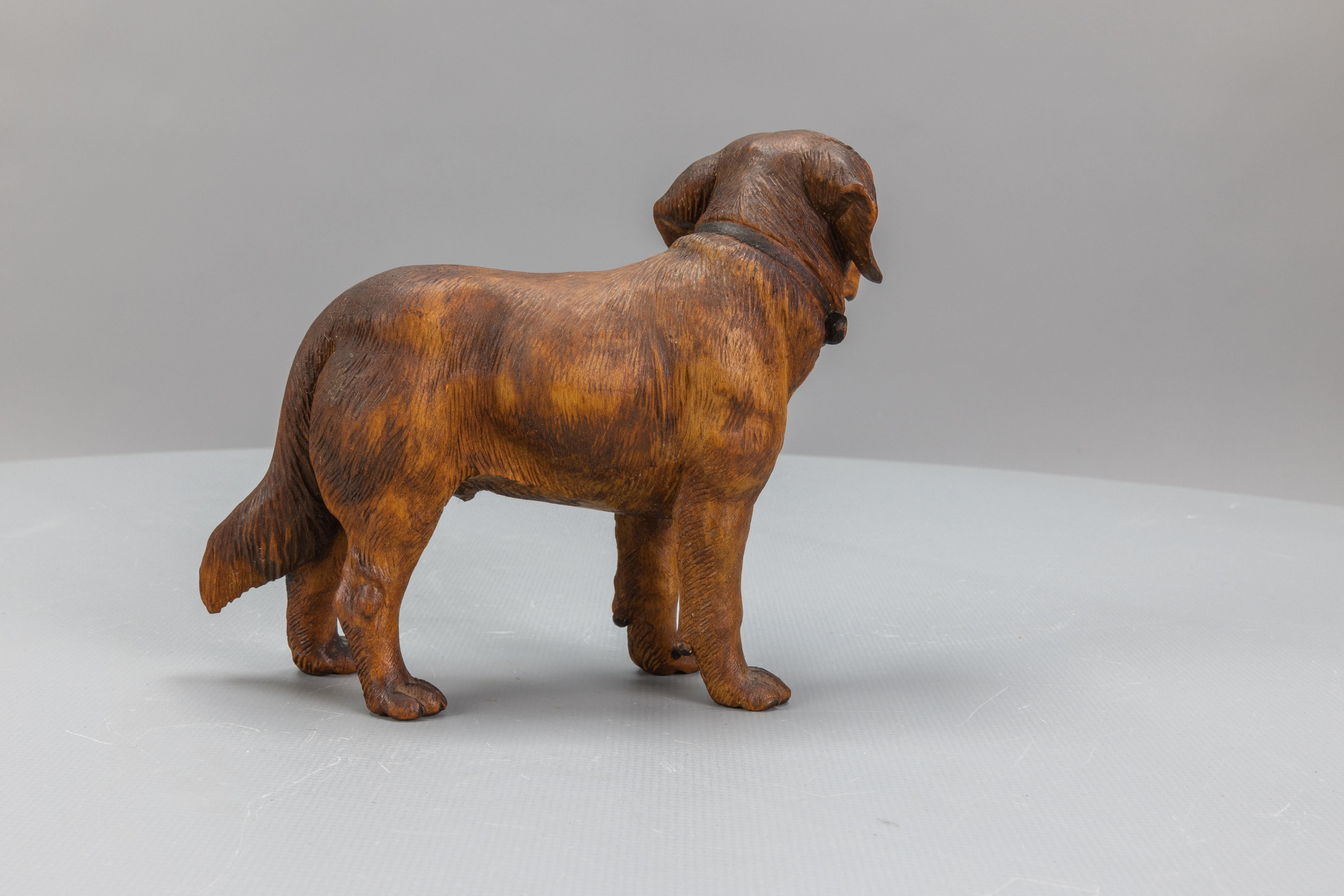 Carved Linden Wood Sculpture of a St. Bernard Dog 1