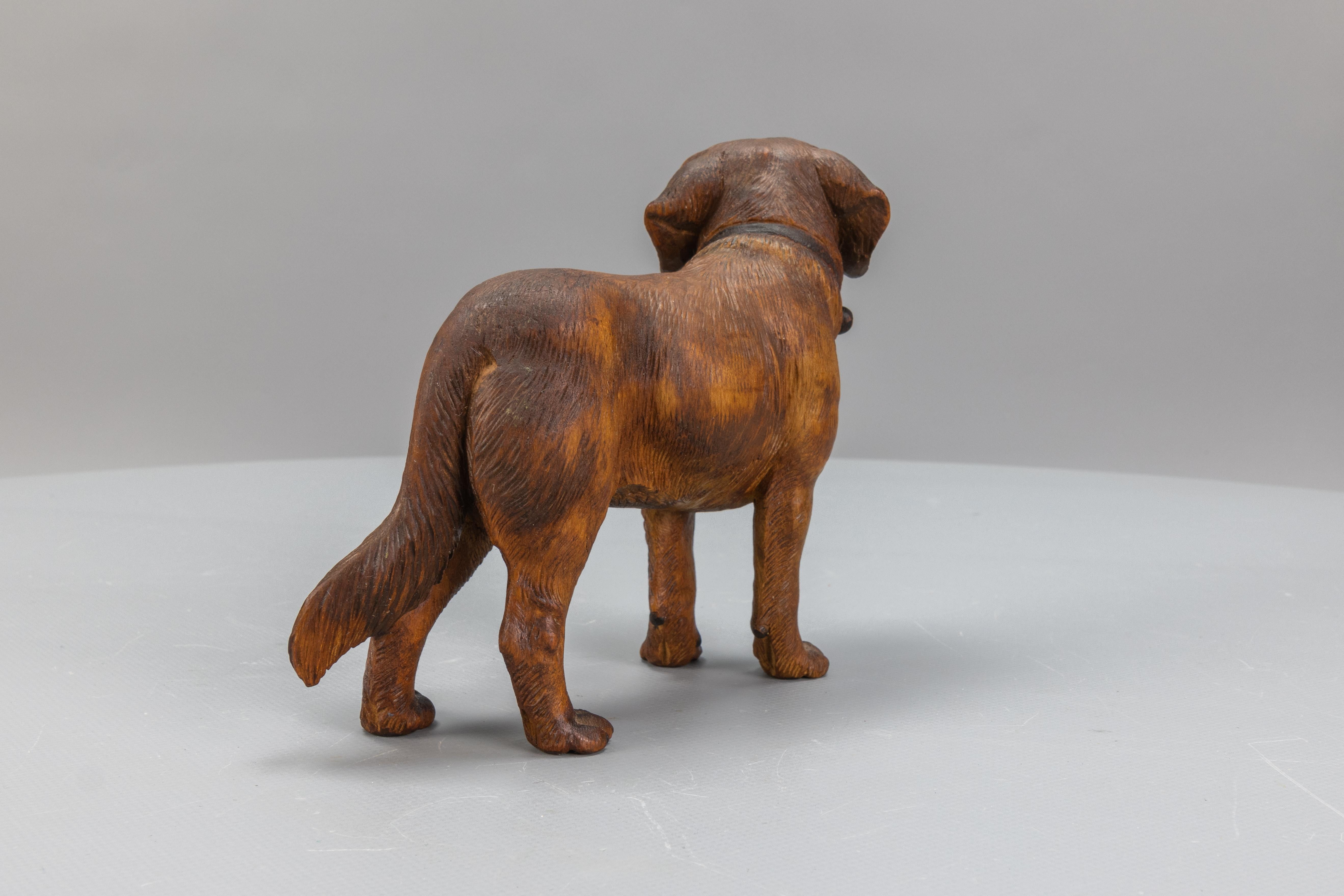 Carved Linden Wood Sculpture of a St. Bernard Dog 2