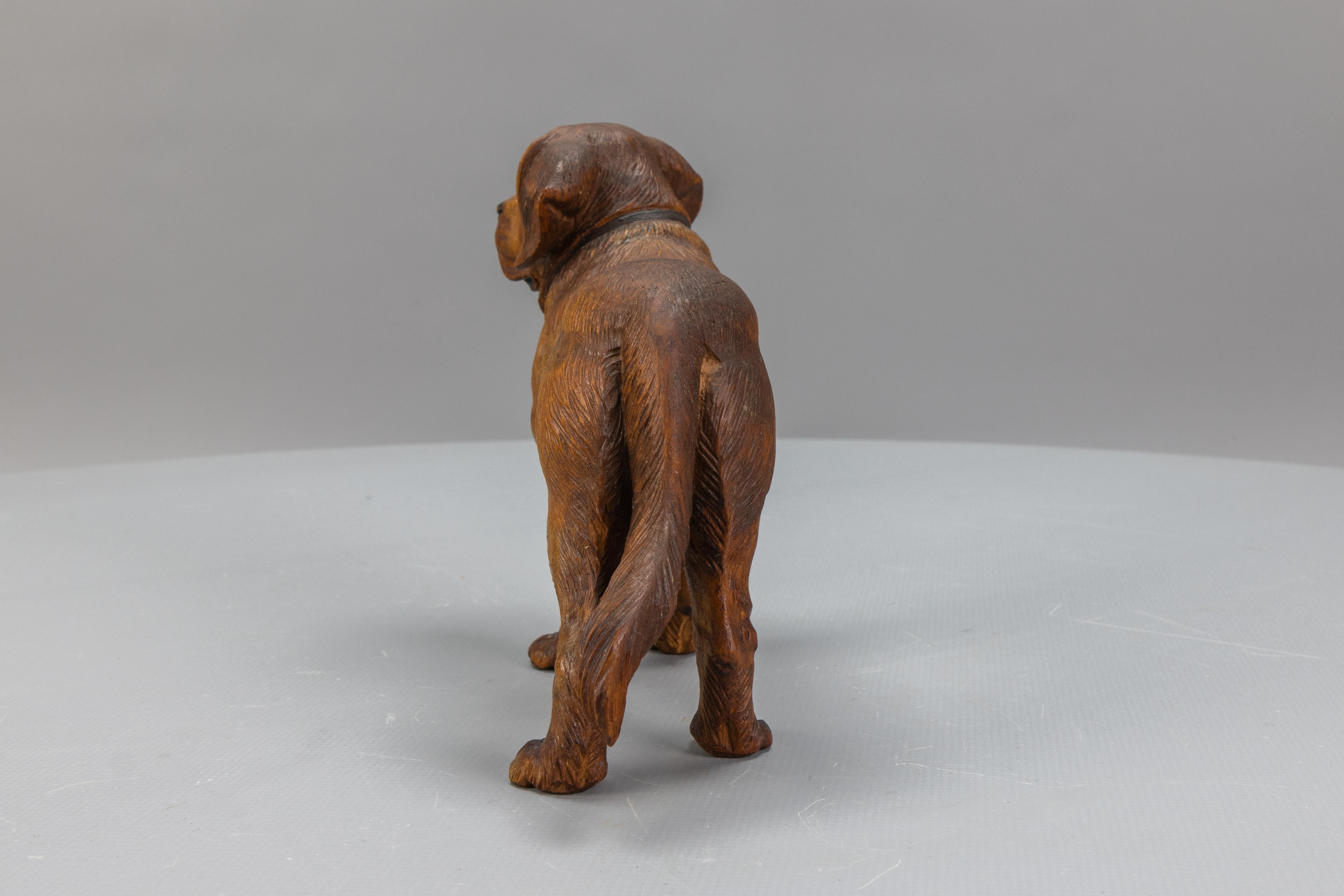 Carved Linden Wood Sculpture of a St. Bernard Dog 3