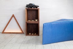 Carved Lines Wooden Cube, Walnut Diagonals