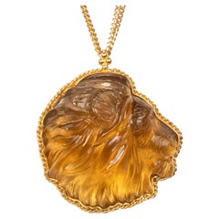 Carved Lion Portrait Necklace