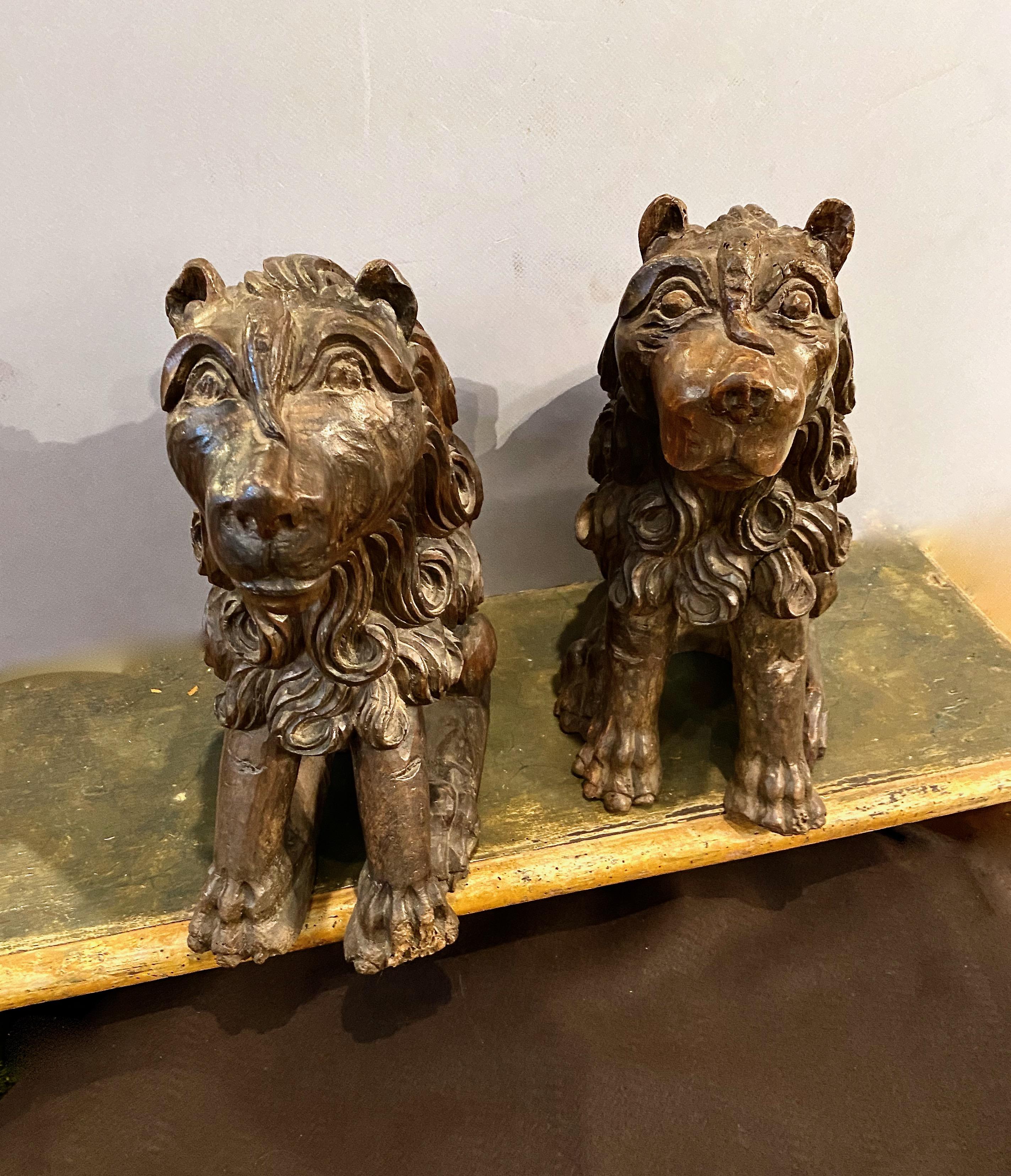Renaissance Carved Lions For Sale