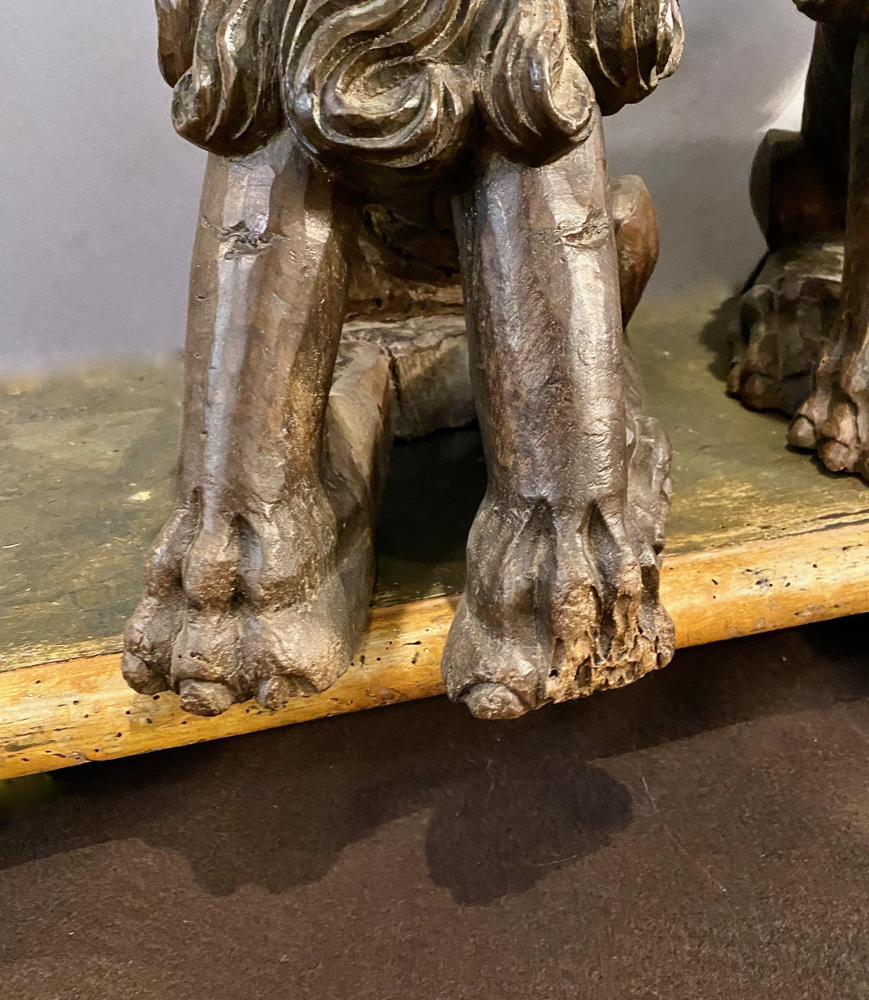 Dutch Carved Lions For Sale