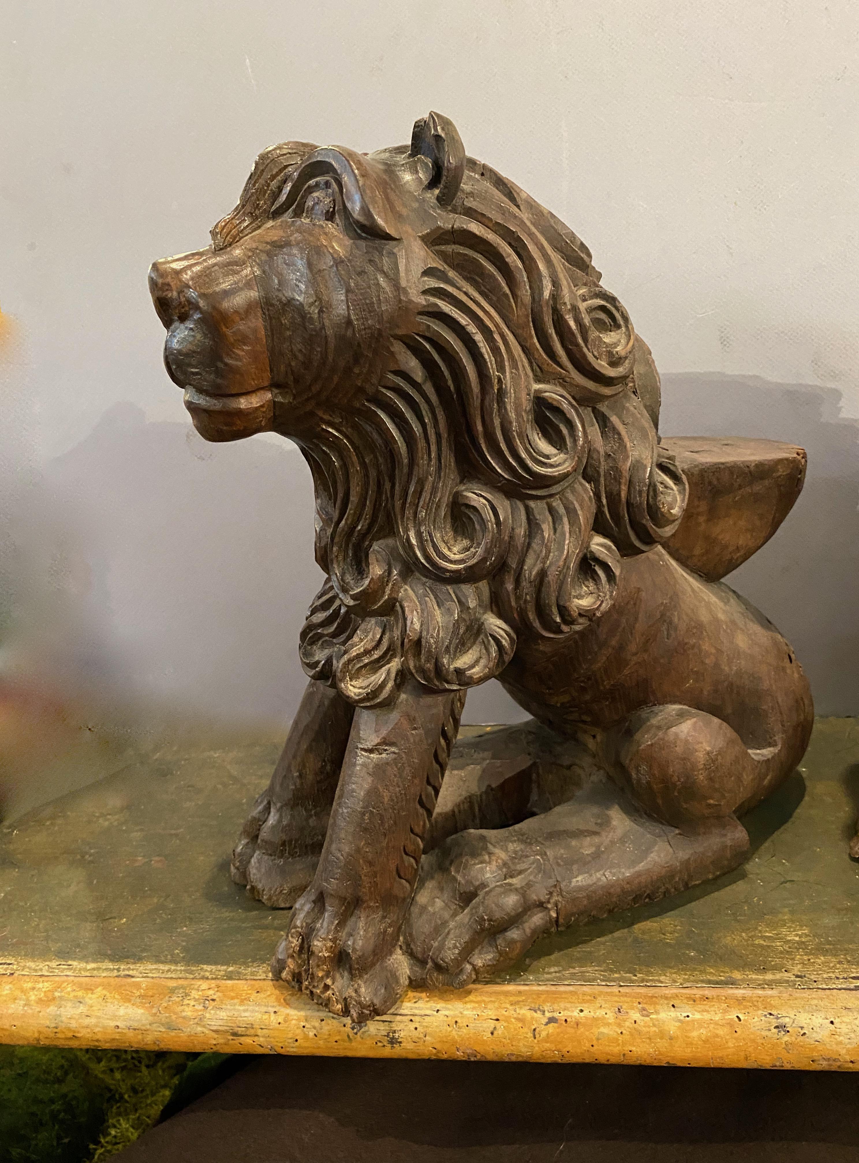 18th Century and Earlier Carved Lions For Sale