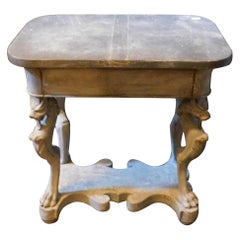 Antique Carved little working or serving lacquered table with drawer, Italy