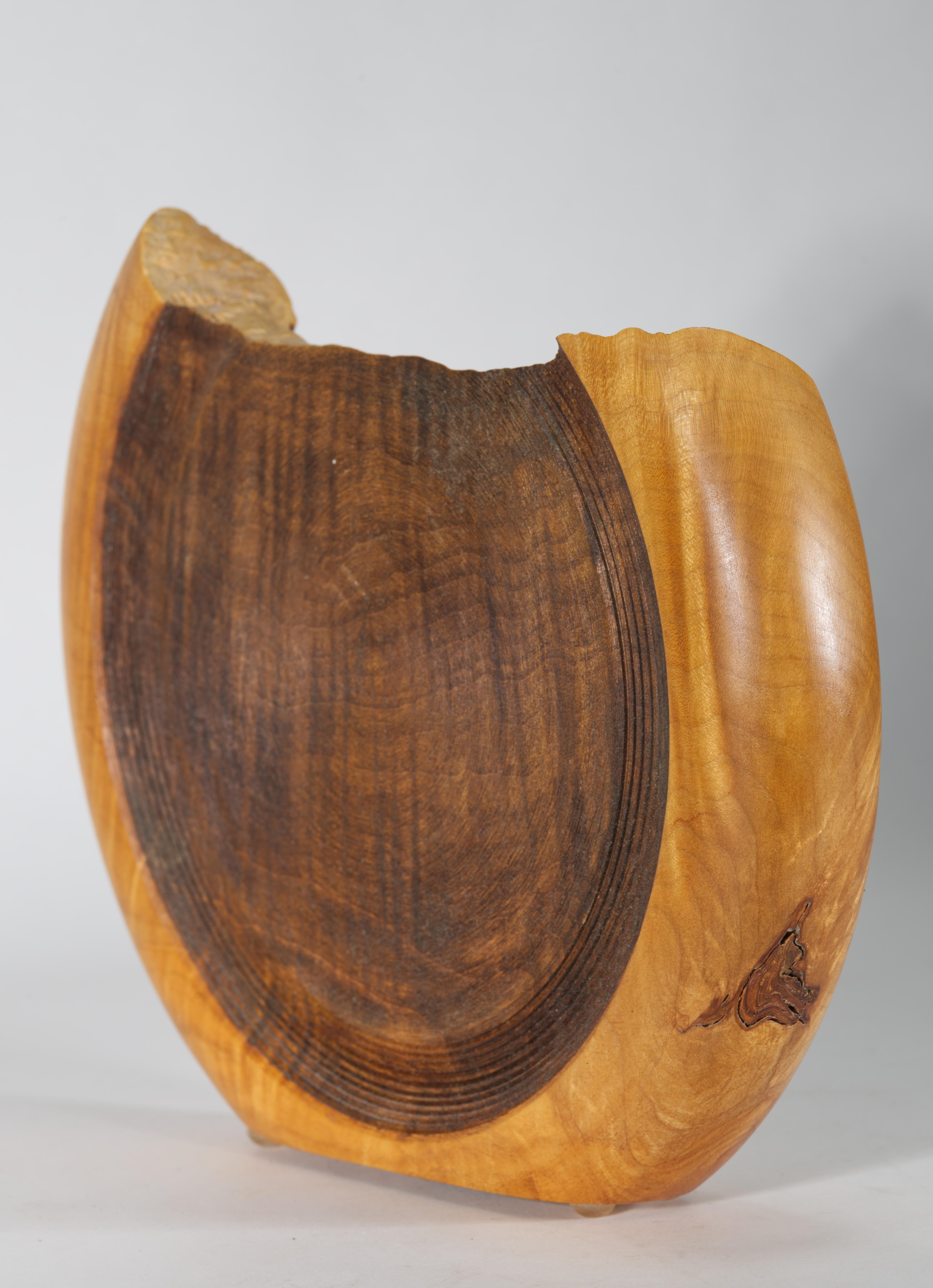Contemporary Carved Live Edge Maple Wood Vase, American Art Studio Craft For Sale
