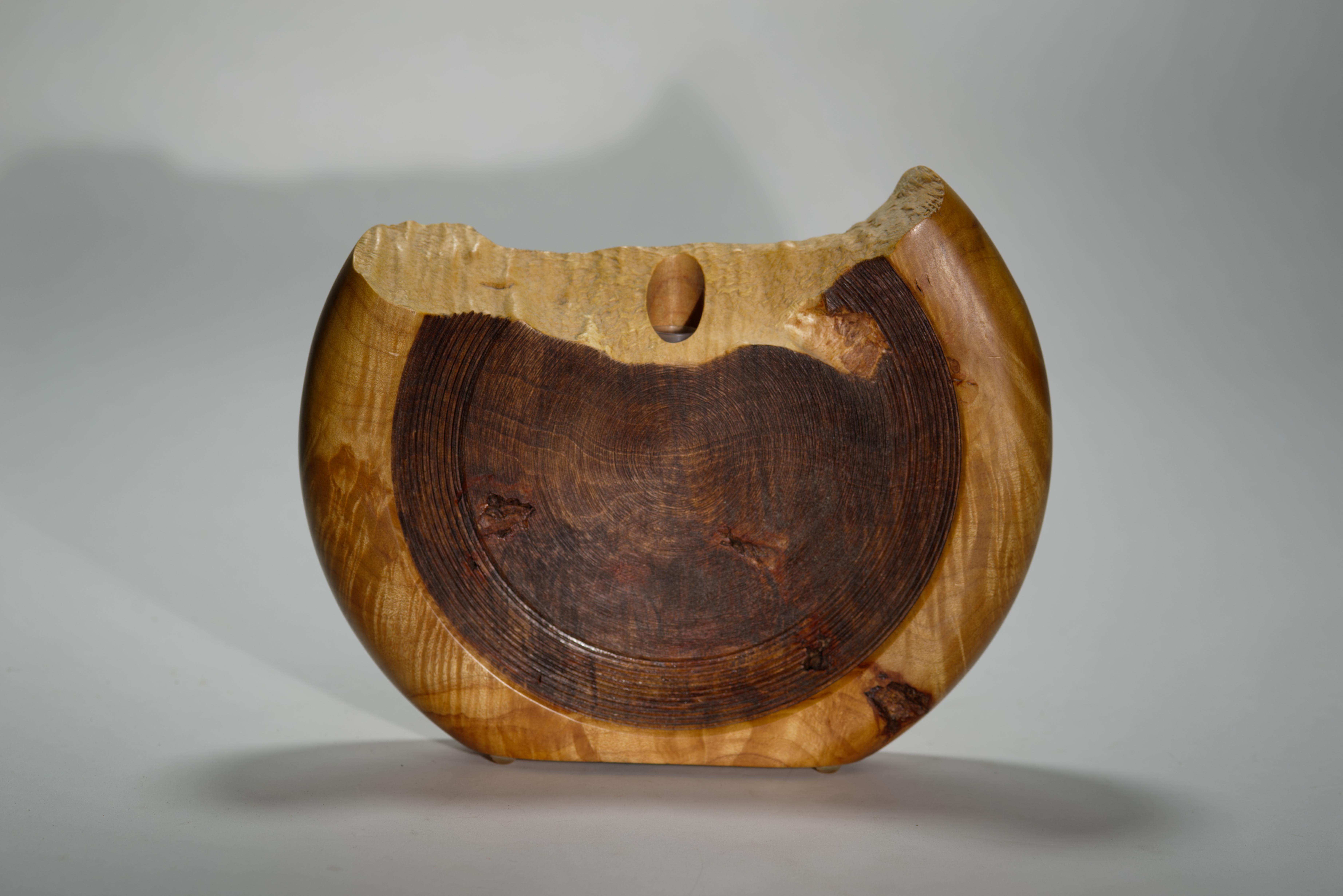 Carved Live Edge Maple Wood Vase, American Art Studio Craft For Sale 1
