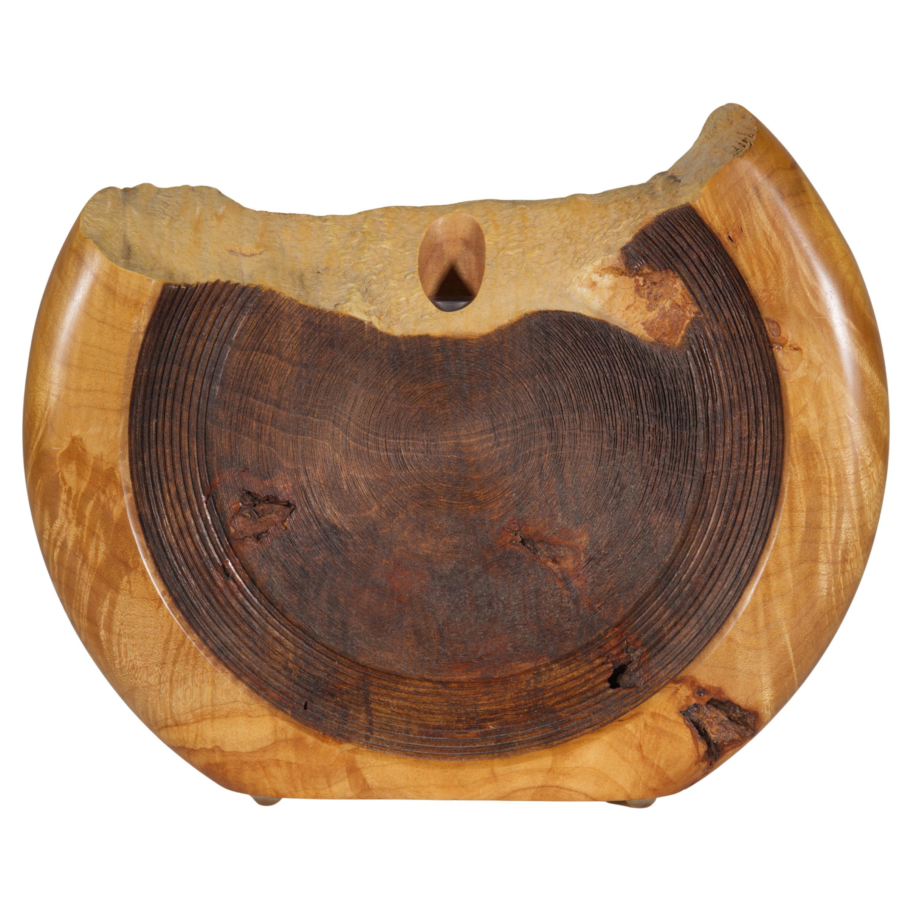 Carved Live Edge Maple Wood Vase, American Art Studio Craft