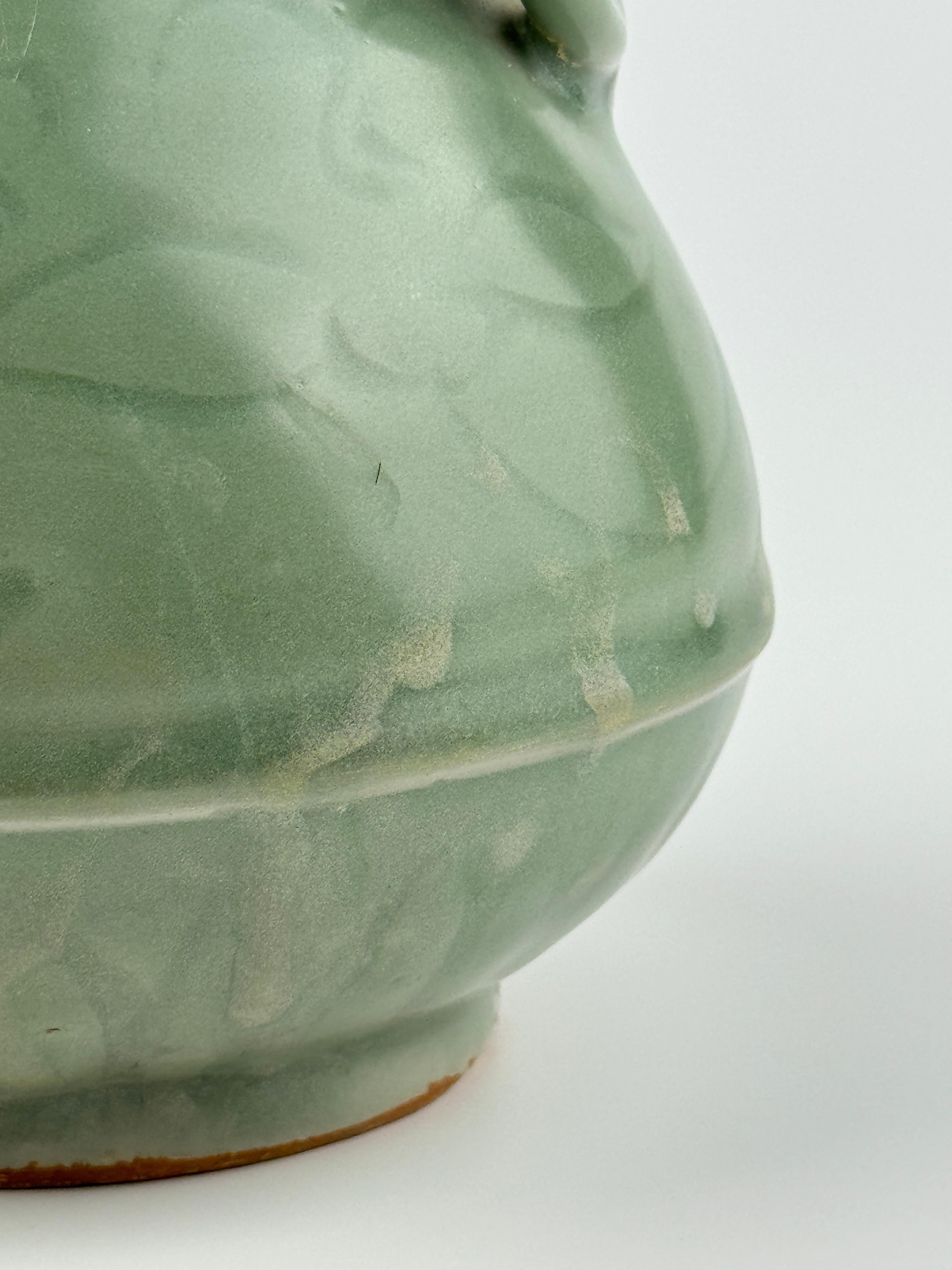 Carved Longquan Celadon Vase, Yuan-Ming Dynasty For Sale 7