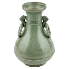 Carved Longquan Celadon Vase, Yuan-Ming Dynasty