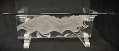 Carved Lucite Sculpture Coffee Table 1070's