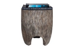 Carved Lychee Wood Stool Side Table