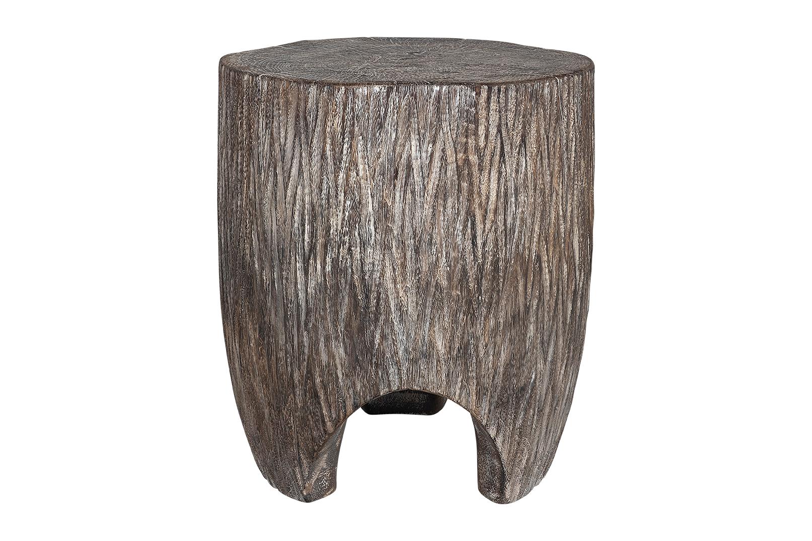 Geschnitzt Lychee Wood Stool Beistelltisch (Organische Moderne) im Angebot