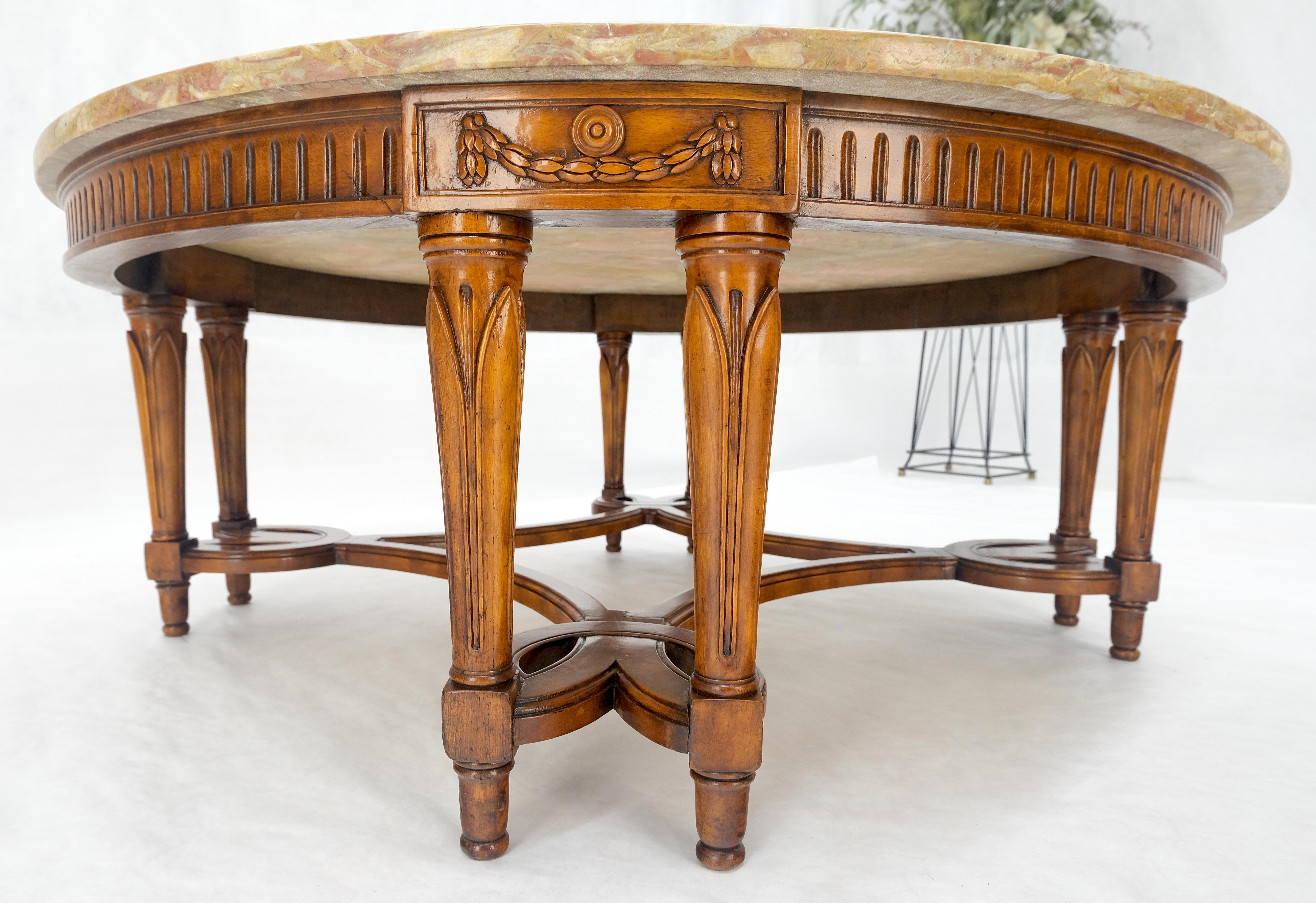 Carved Mahogany 44 Round Marble Top Regency Style Coffee Center Table MINT! For Sale 5