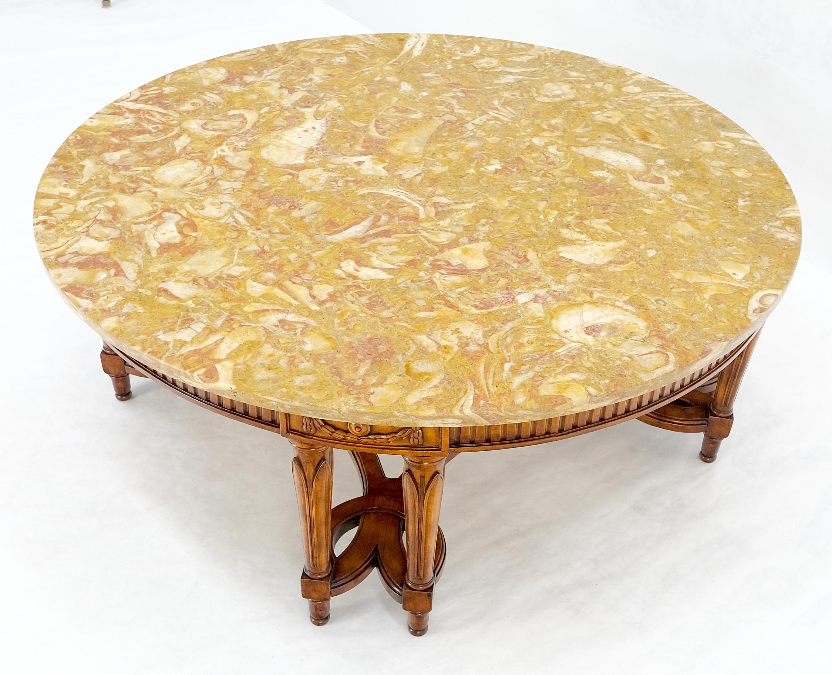 Carved Mahogany 44 Round Marble Top Regency Style Coffee Center Table MINT! For Sale 7