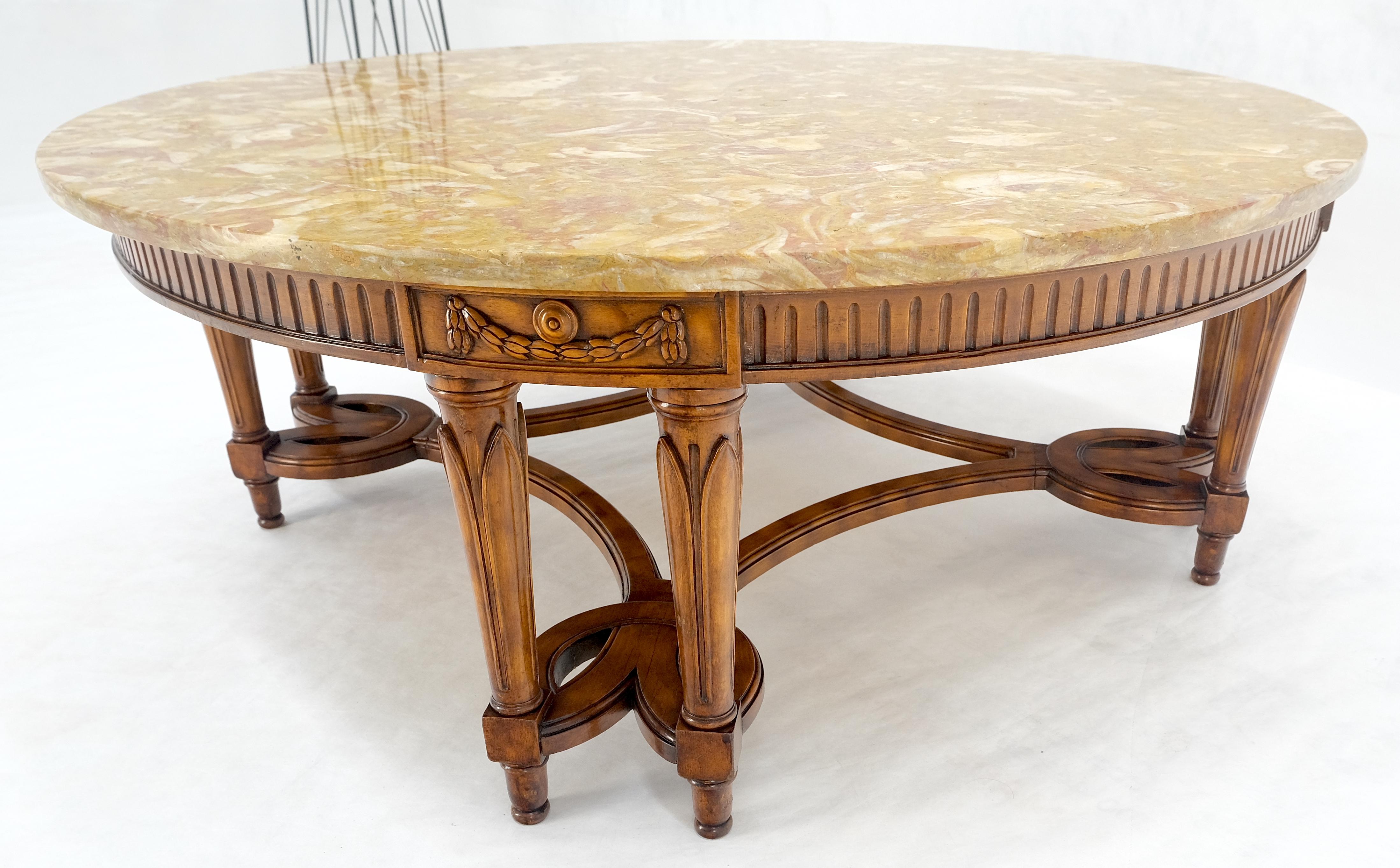 Carved Mahogany 44 Round Marble Top Regency Style Coffee Center Table MINT! For Sale 9