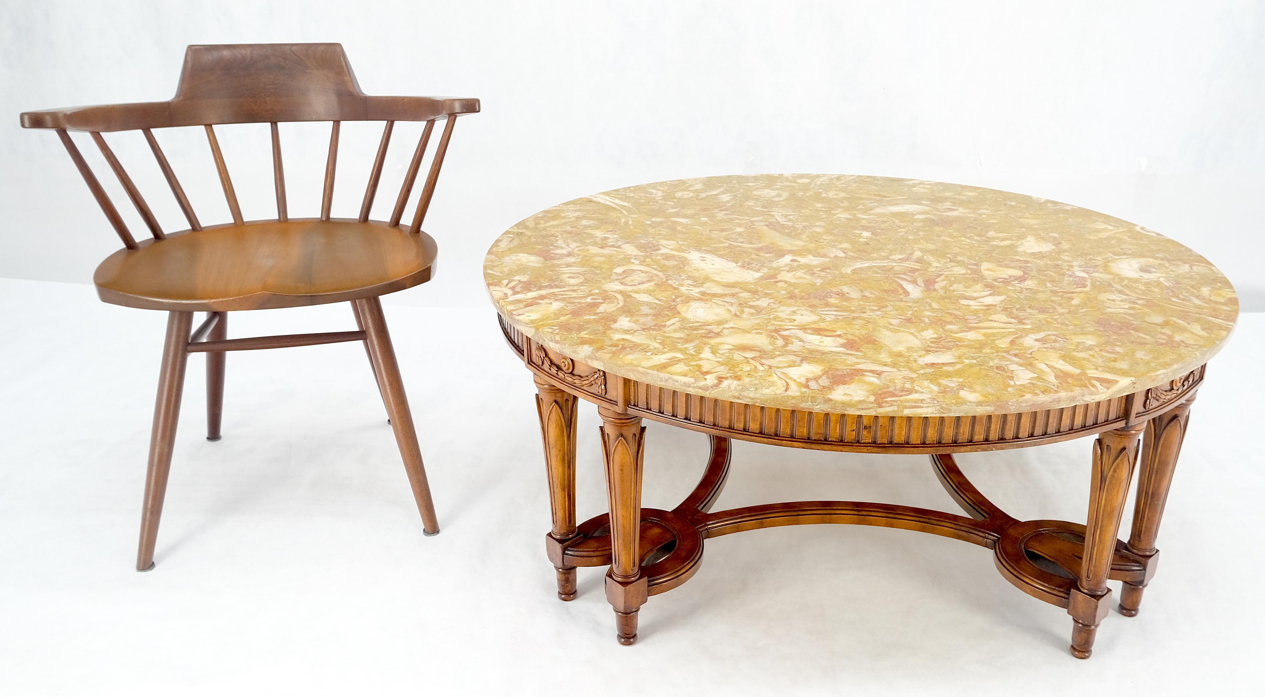 20th Century Carved Mahogany 44 Round Marble Top Regency Style Coffee Center Table MINT! For Sale