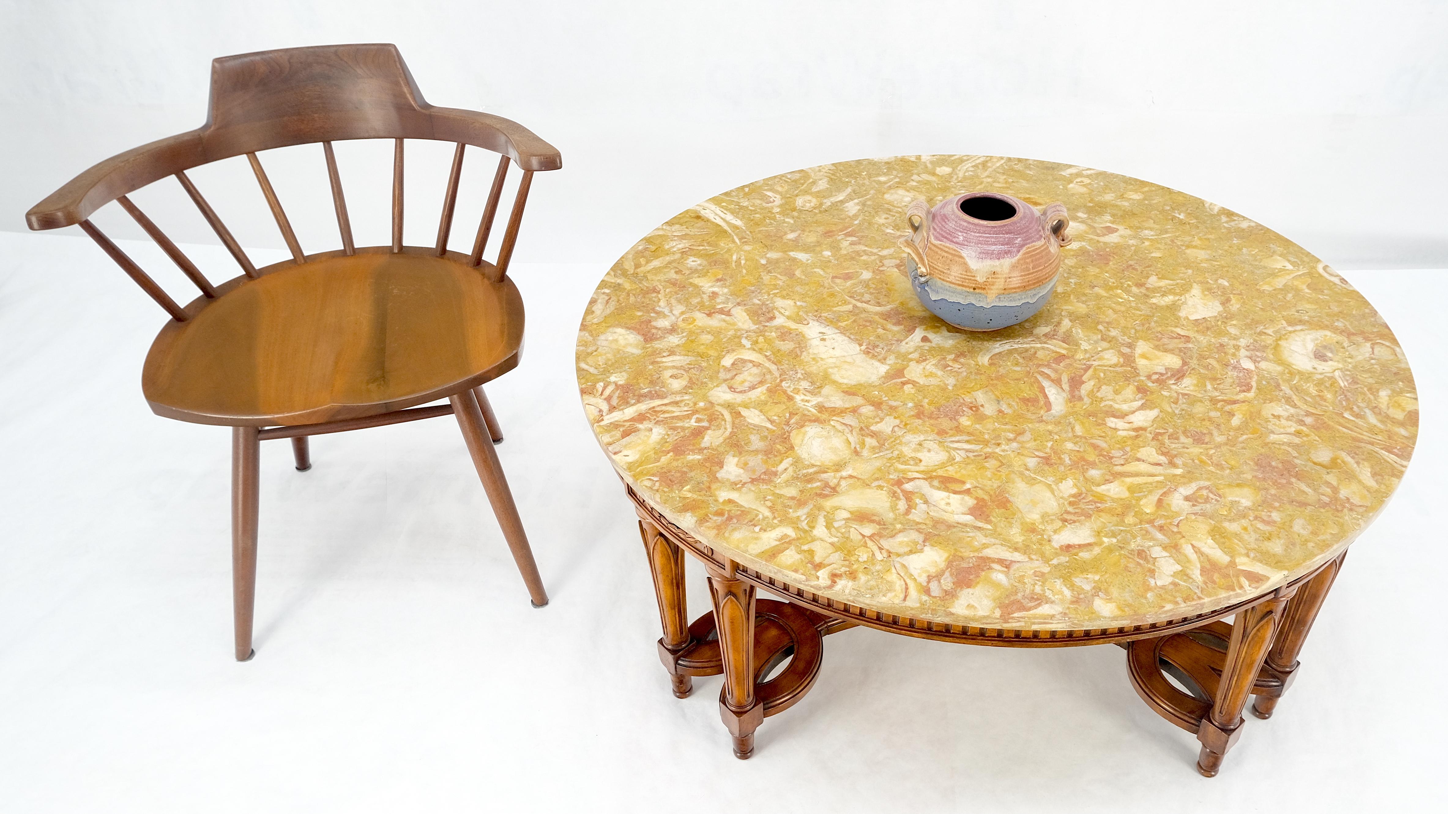Carved Mahogany 44 Round Marble Top Regency Style Coffee Center Table MINT! For Sale 1