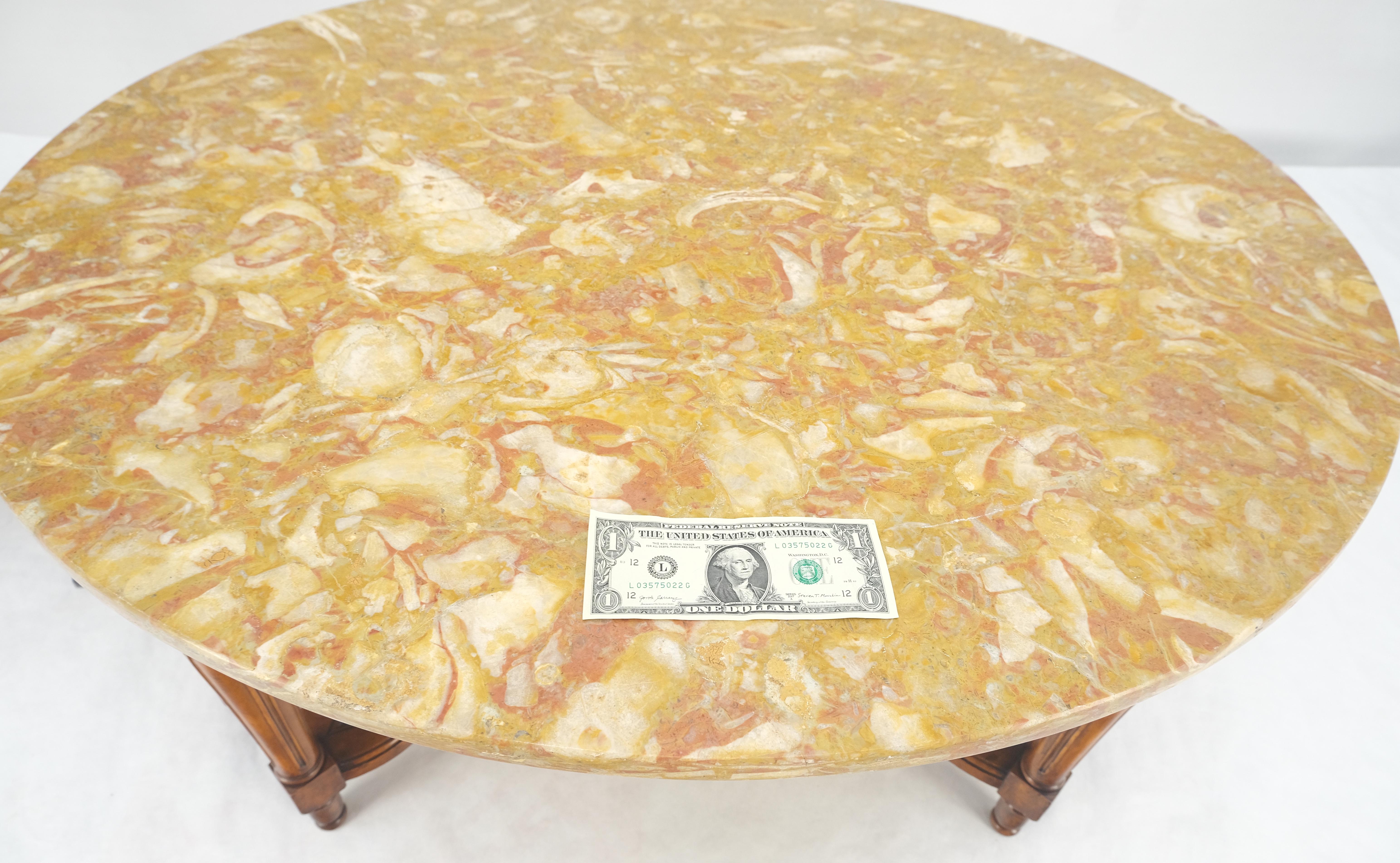 Carved Mahogany 44 Round Marble Top Regency Style Coffee Center Table MINT! For Sale 2