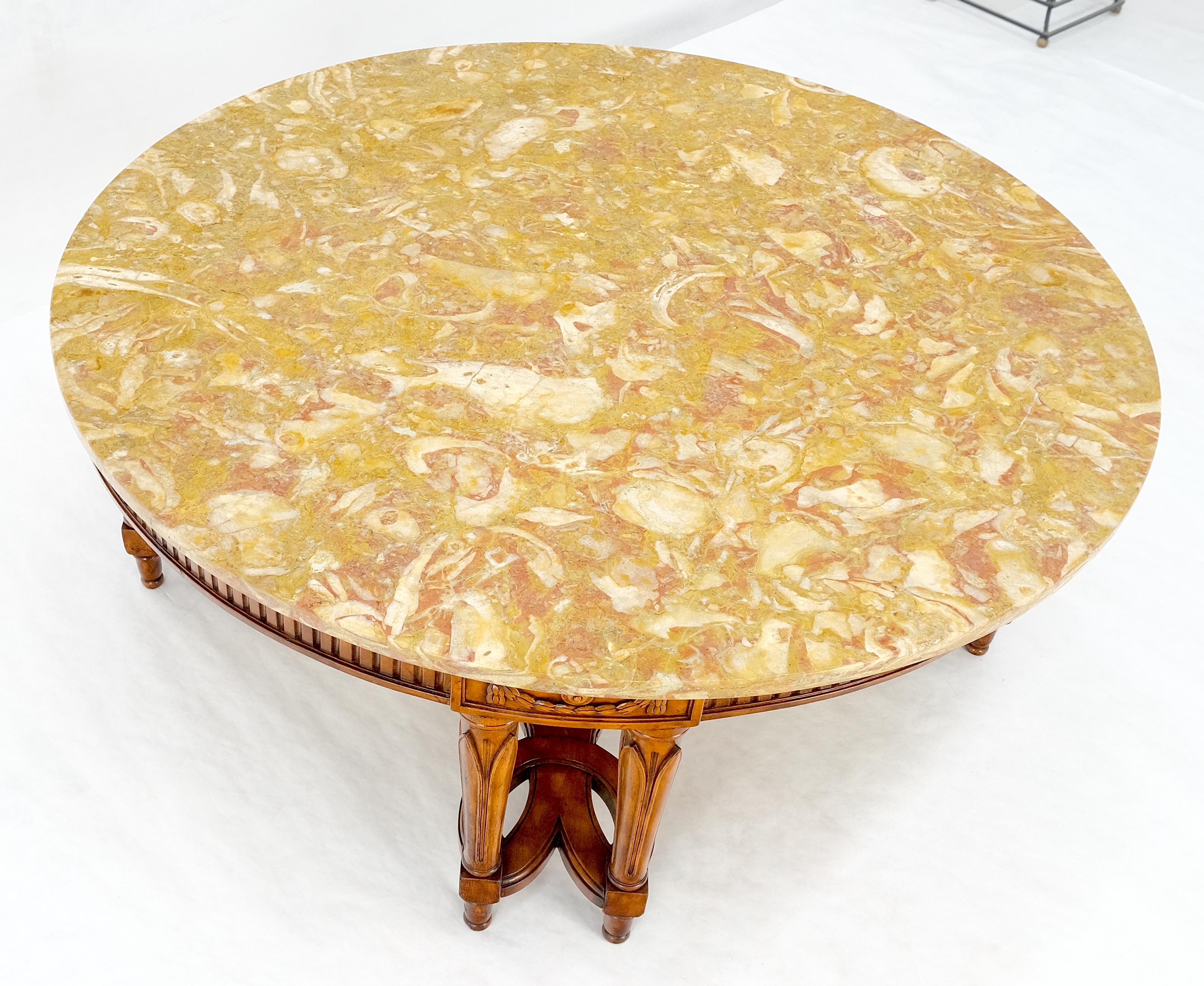 Carved Mahogany 44 Round Marble Top Regency Style Coffee Center Table MINT! For Sale 3