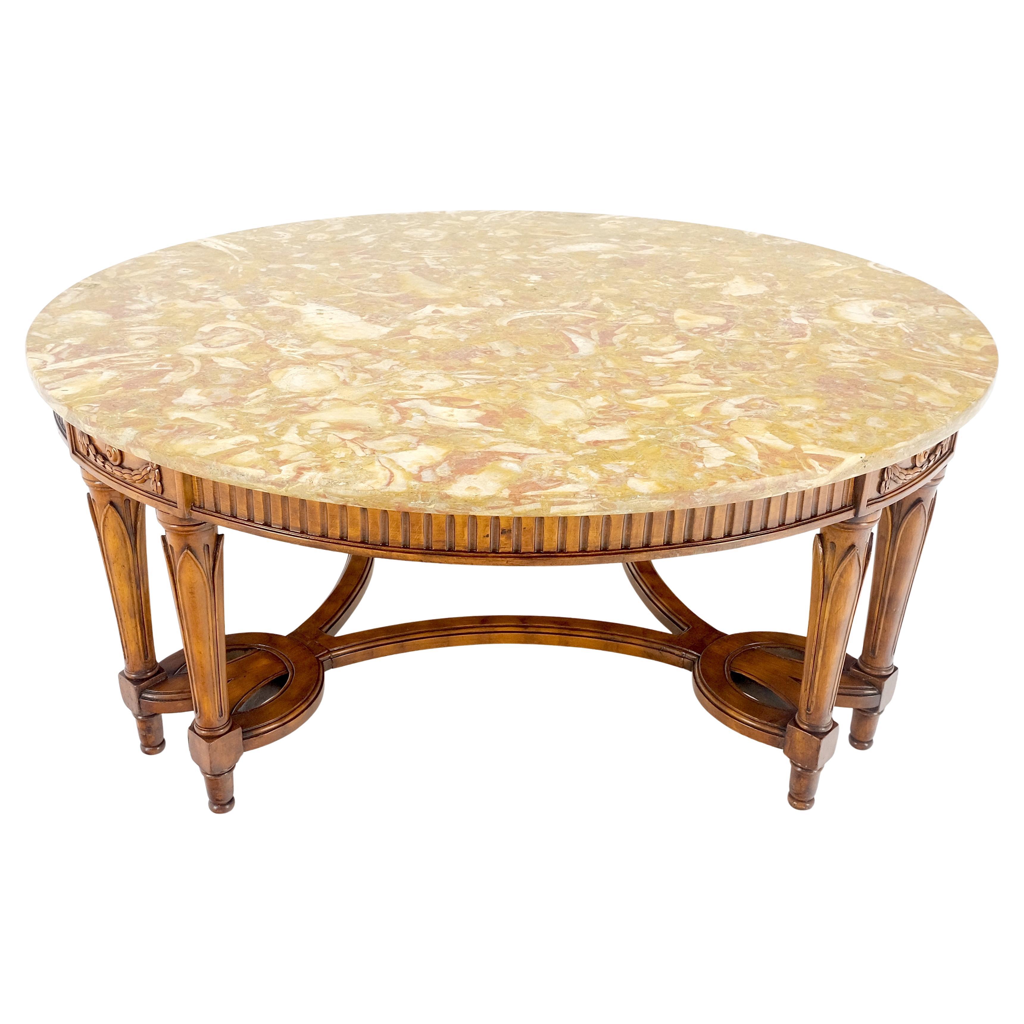 Carved Mahogany 44 Round Marble Top Regency Style Coffee Center Table MINT!