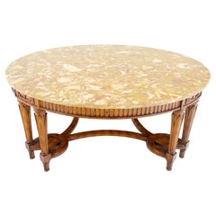 Carved Mahogany 44 Round Marble Top Regency Style Coffee Center Table MINT!