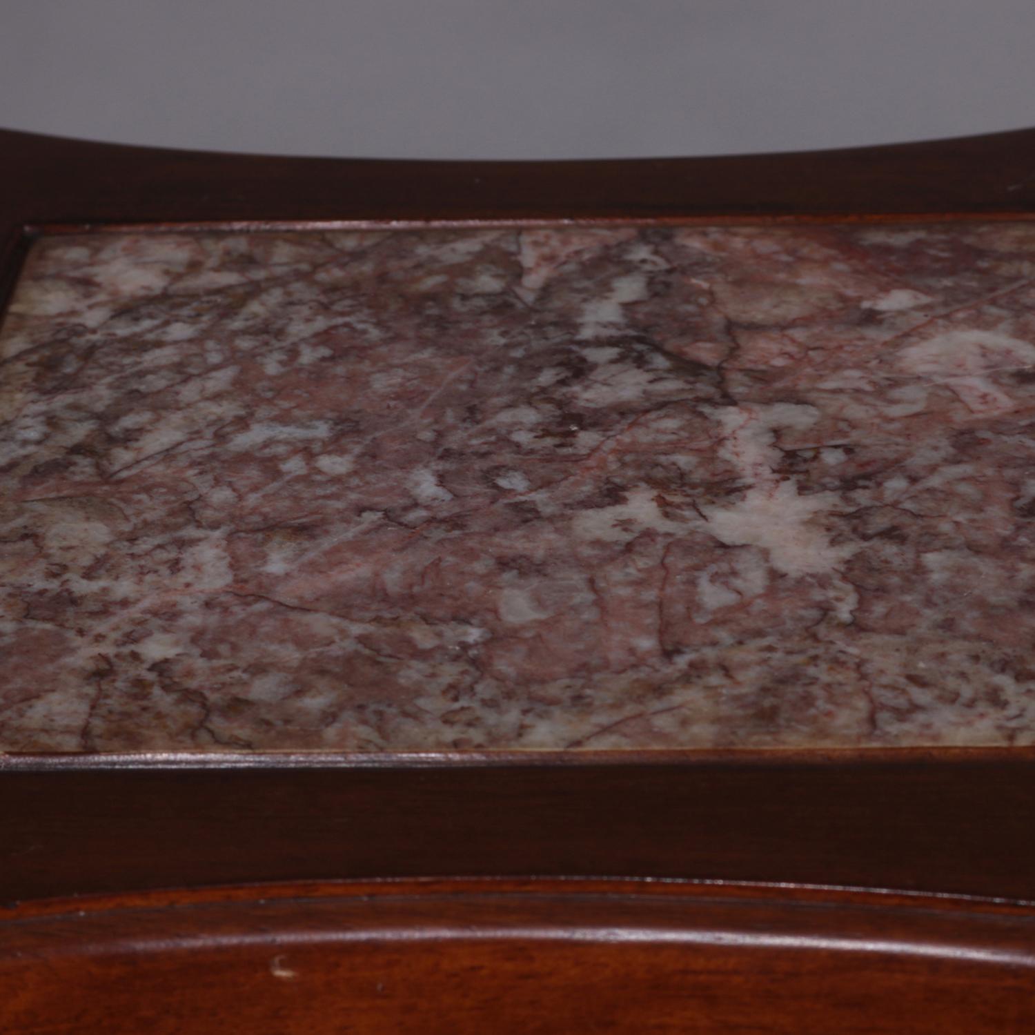 Carved Mahogany and Marble Corinthian Column Sculpture Display Pedestal 2