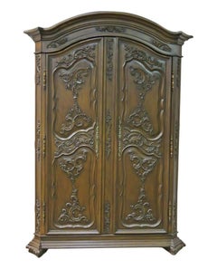 Carved Mahogany Armoire Entertainment Center Attributed to Ralph Lauren