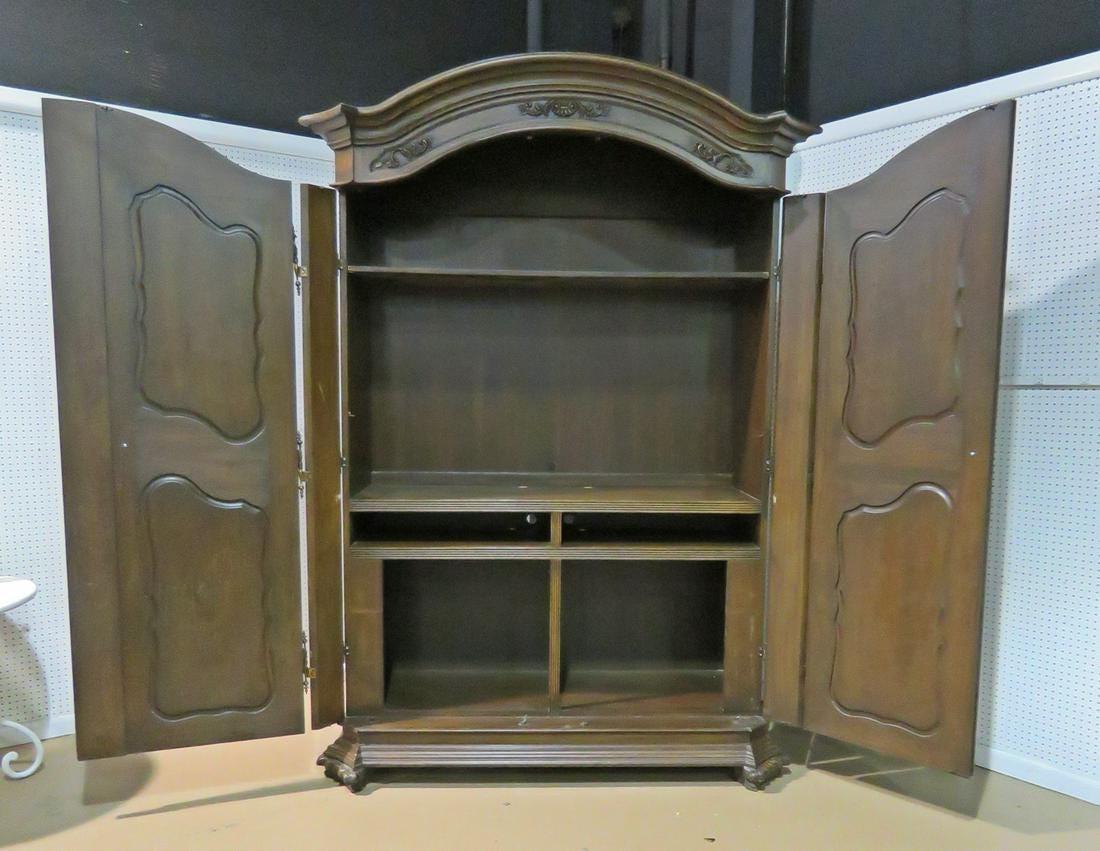 Carved Mahogany Armoire Entertainment Center Attributed to Ralph Lauren 1