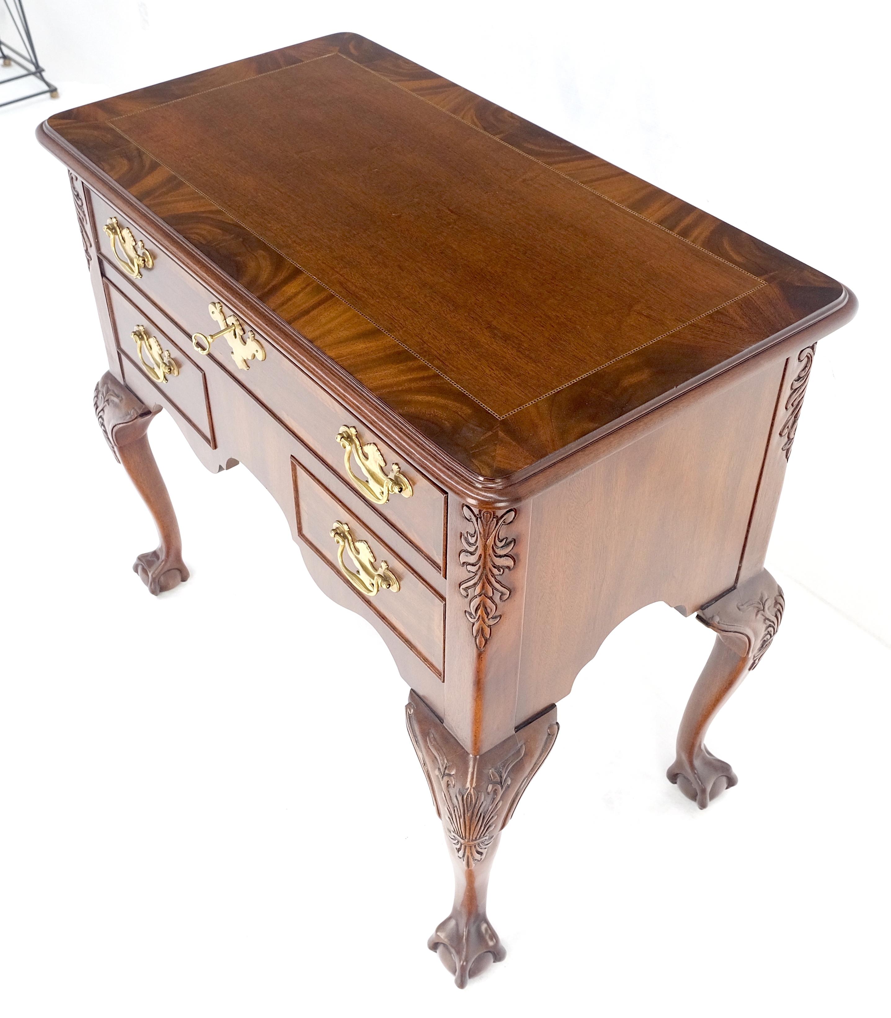 Carved Mahogany Banded Top Weiman Fine Lowboy Console Chest of Drawers MINT For Sale 6