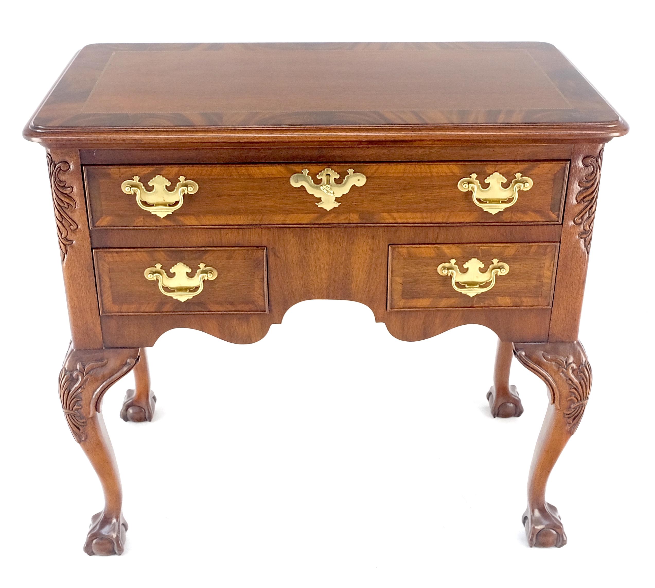 American Carved Mahogany Banded Top Weiman Fine Lowboy Console Chest of Drawers MINT For Sale