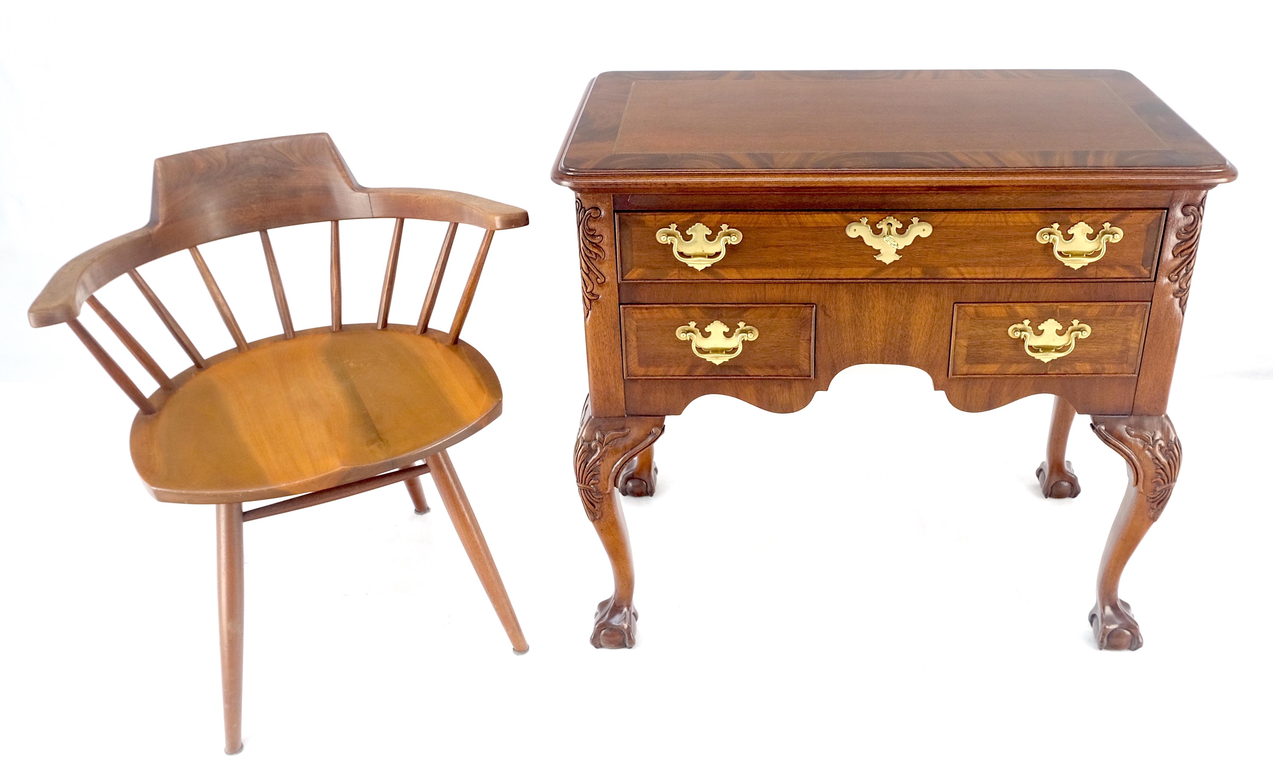 20th Century Carved Mahogany Banded Top Weiman Fine Lowboy Console Chest of Drawers MINT For Sale