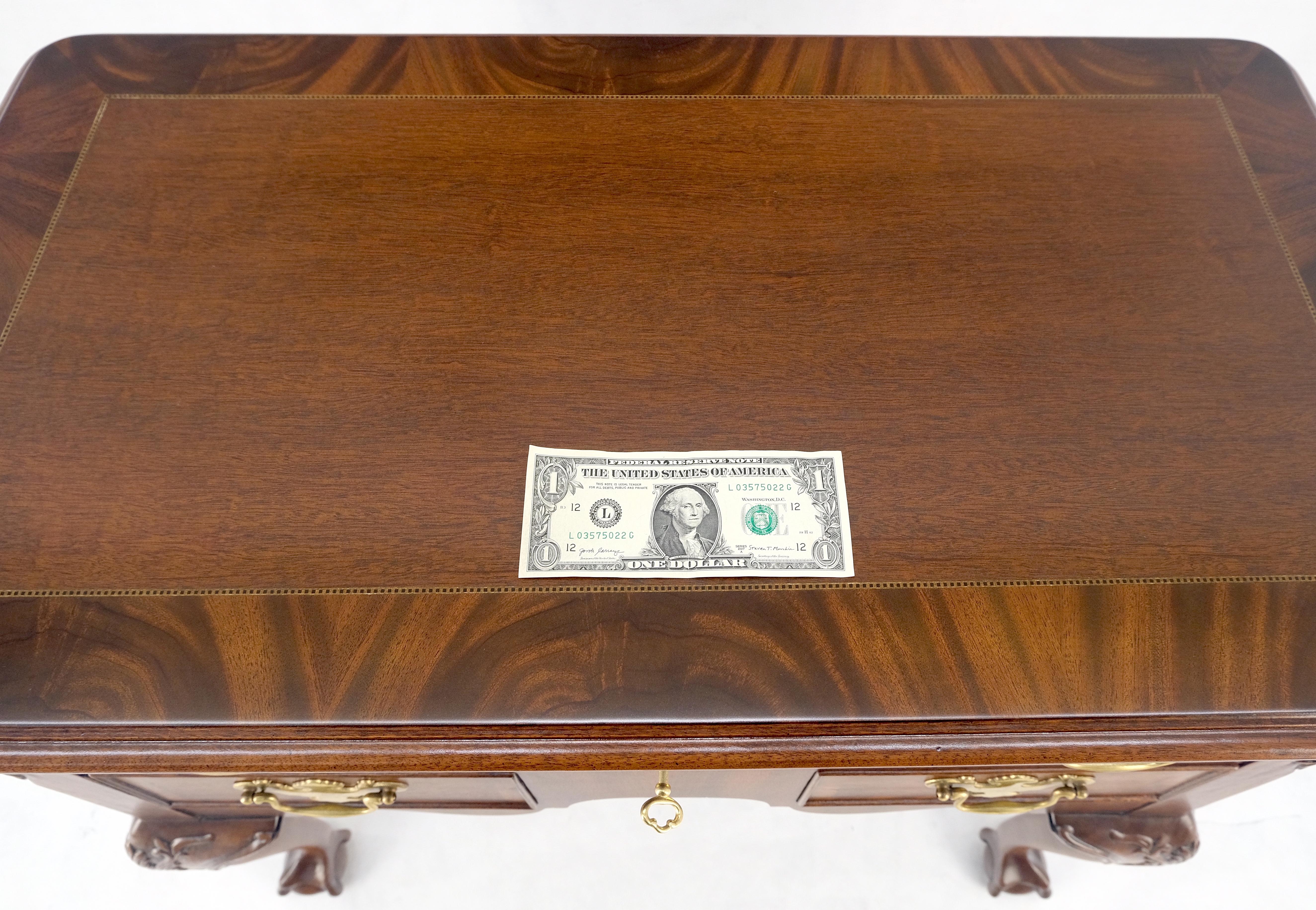 Brass Carved Mahogany Banded Top Weiman Fine Lowboy Console Chest of Drawers MINT For Sale
